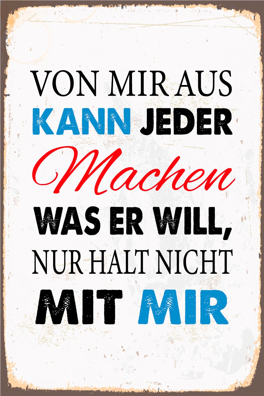 queence Metallbild »nicht mit mir«, Schriftzüge-Schriftzug, (1 St.), Stahlschilder