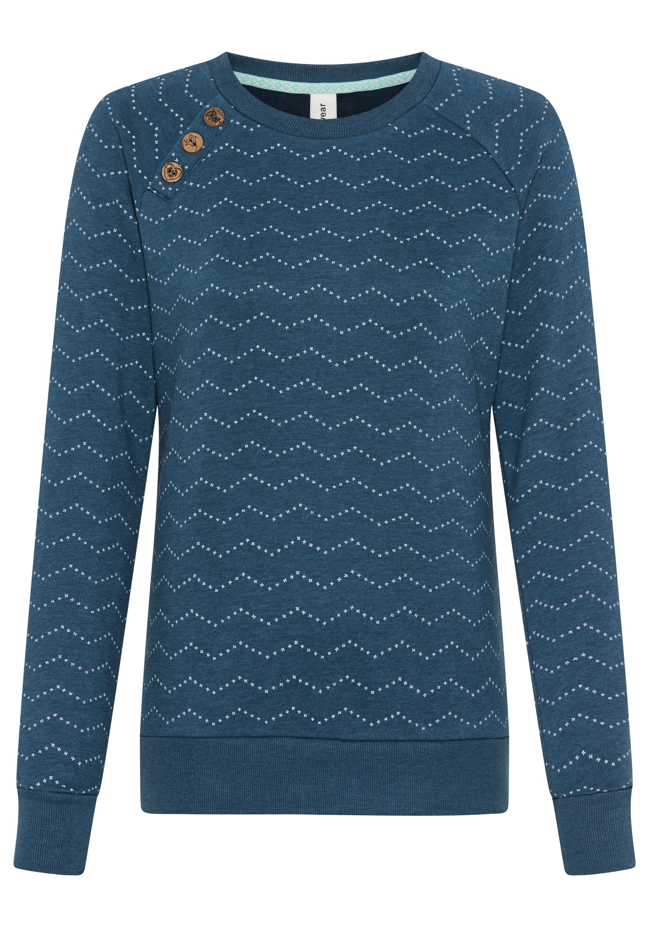 Ragwear Sweatshirt »DARIA ZIG ZAG O«, mit Zierknöpfen am Ausschnitt
