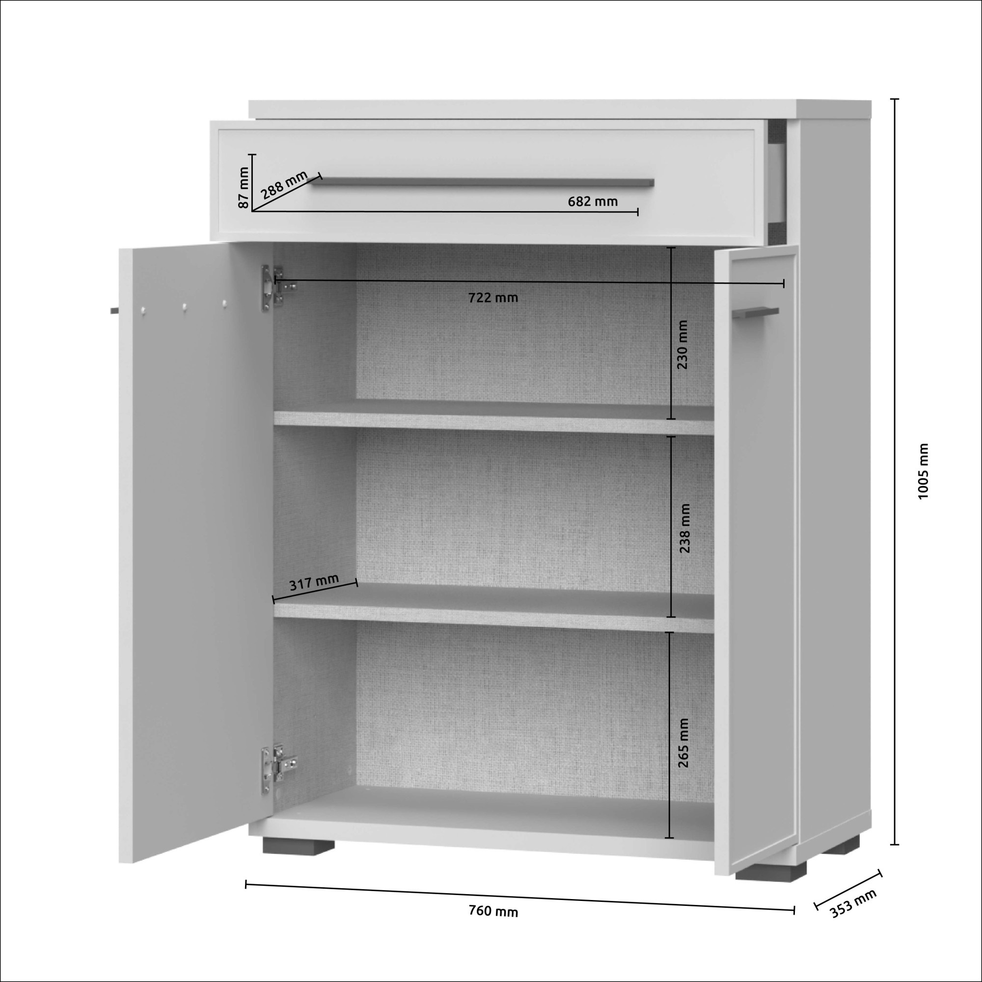 Places of Style Schuhschrank »Opera, Schuhkommode, Schuhregal«, (1 St.), UV-lackiert, Soft-Close Funktion, H/B/T 101/76/36cm