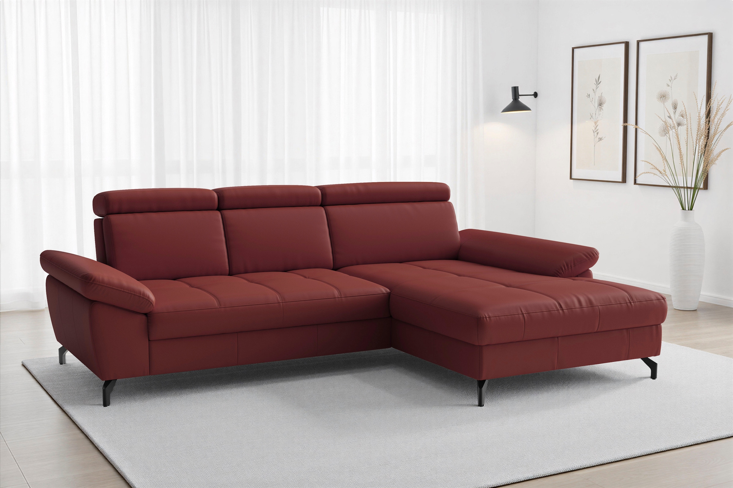 sit&more Ecksofa »Vanity L-Form, Leder, B: 264 cm, mit Sitz-, Kopf u. Armteilverstellung« Couch optional mit Schlaffunktion & Bettkasten, in Leder
