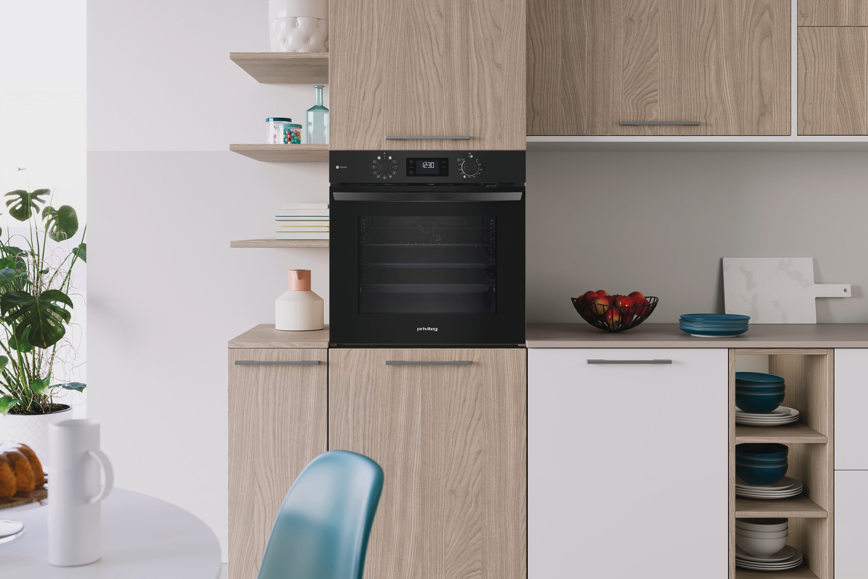 Privileg Backofen-Set »BAKO Turn&Go Steam 620« mit Teilauszug Hydrolyse Set, 2 Stk. tlg. Hydrolyse - schnelle und mühelose Reinigung mit der Kraft des Dampfes