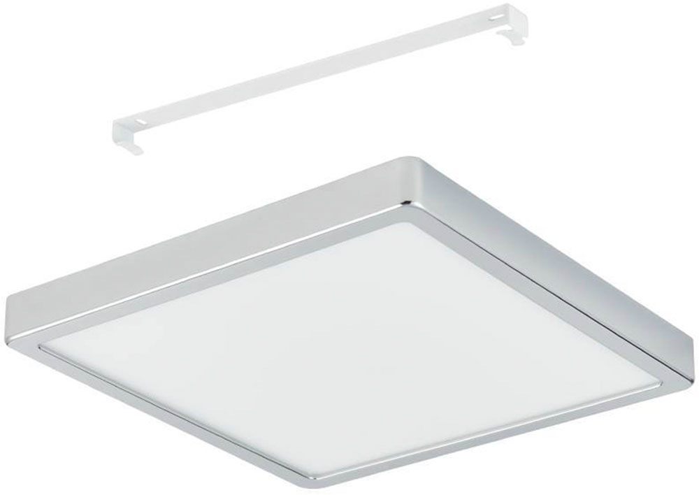 EGLO Deckenleuchte »FUEVA 5 Deckenlampe, chrom, IP44, geringe Aufbauhöhe, 20 Watt, Quadrat«, Leuchtmittel LED-Modul | LED fest integriert, Aufbauleuchte, Badezimmer, Bad-Deckenlampe, modern, 28,5x28,5x2,8cm