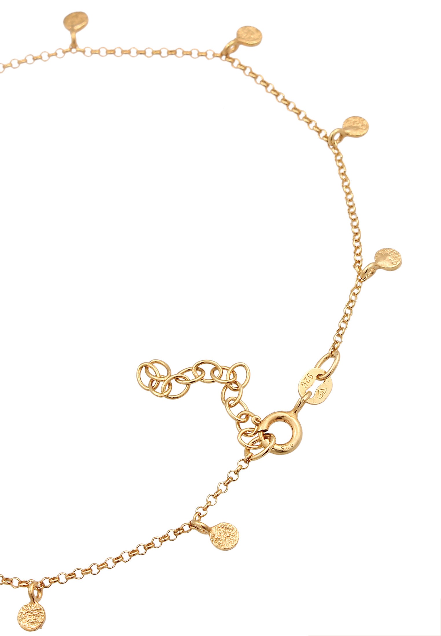 Elli Fußkette »Fußschmuck Plättchen Organic Look 925 Silber«