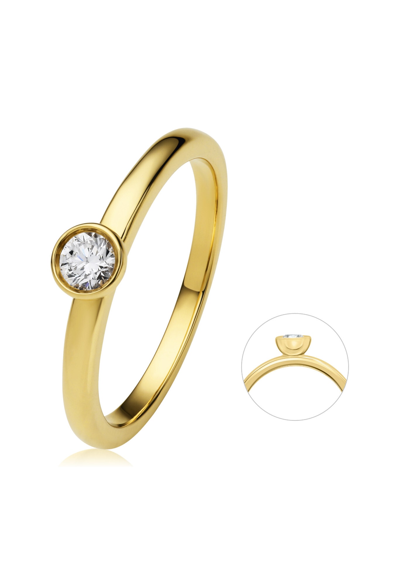 ONE ELEMENT Diamantring »0.2 ct Diamant Brillant Zarge Ring aus 585 Gelbgold«