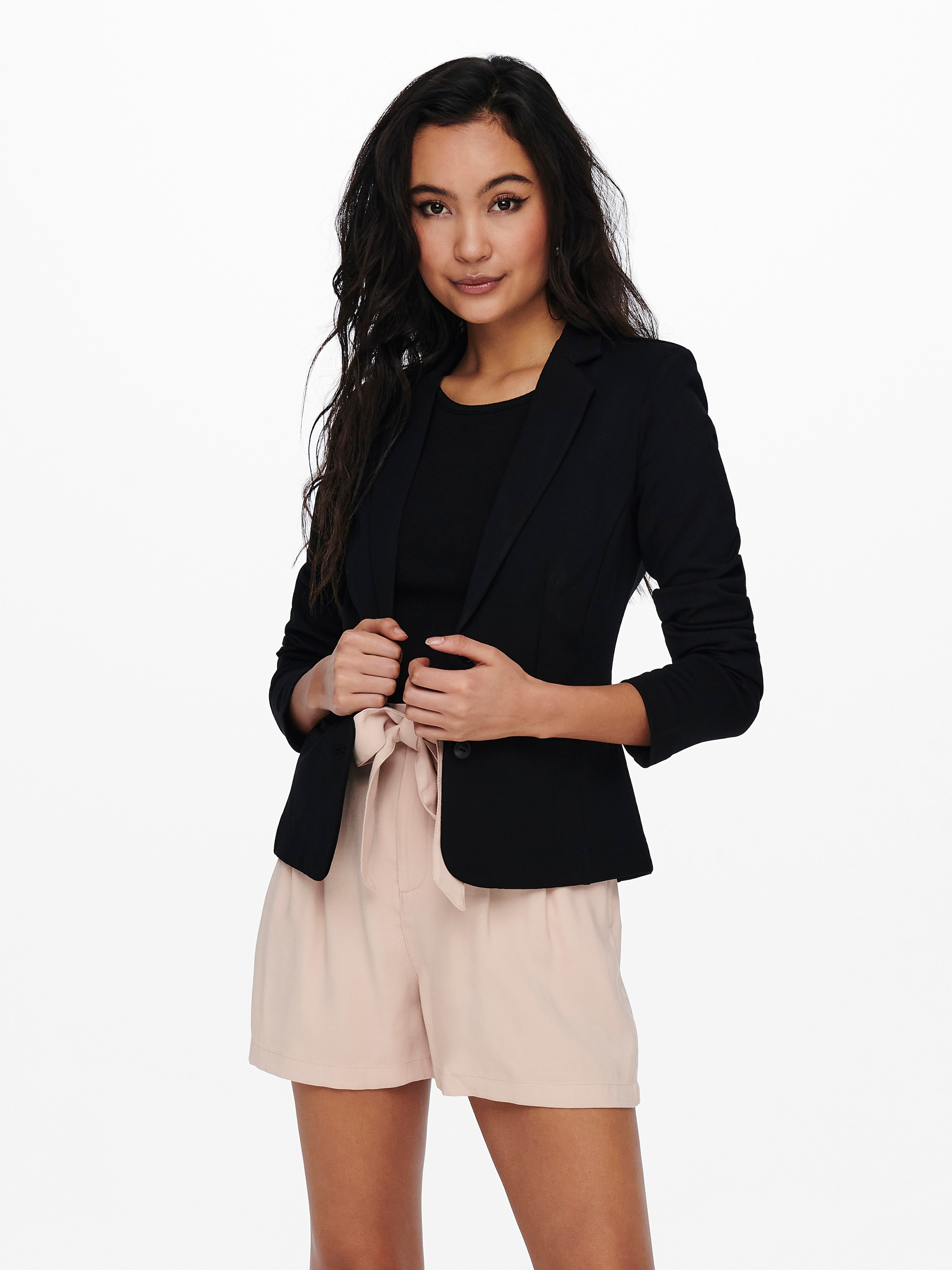 ONLY Jerseyblazer »ONLPOPTRASH – 2-Knopf Blazer mit taillierter Silhouette«, regular fit, Milano Rib, Materialmix, Reverskragen, unifarben