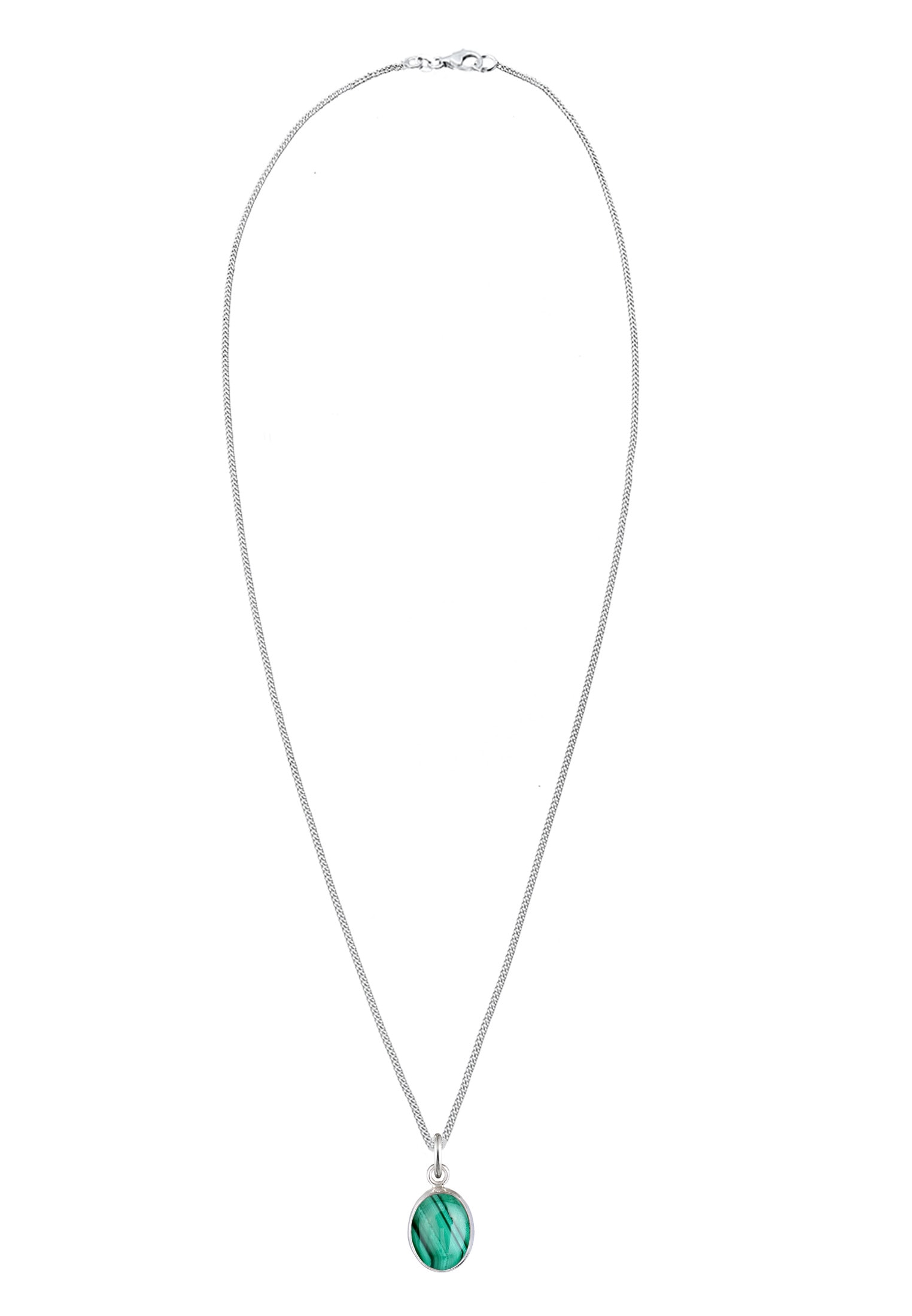 Elli Silberkette »Halskette Malachit Anhänger Oval 925 Silber«
