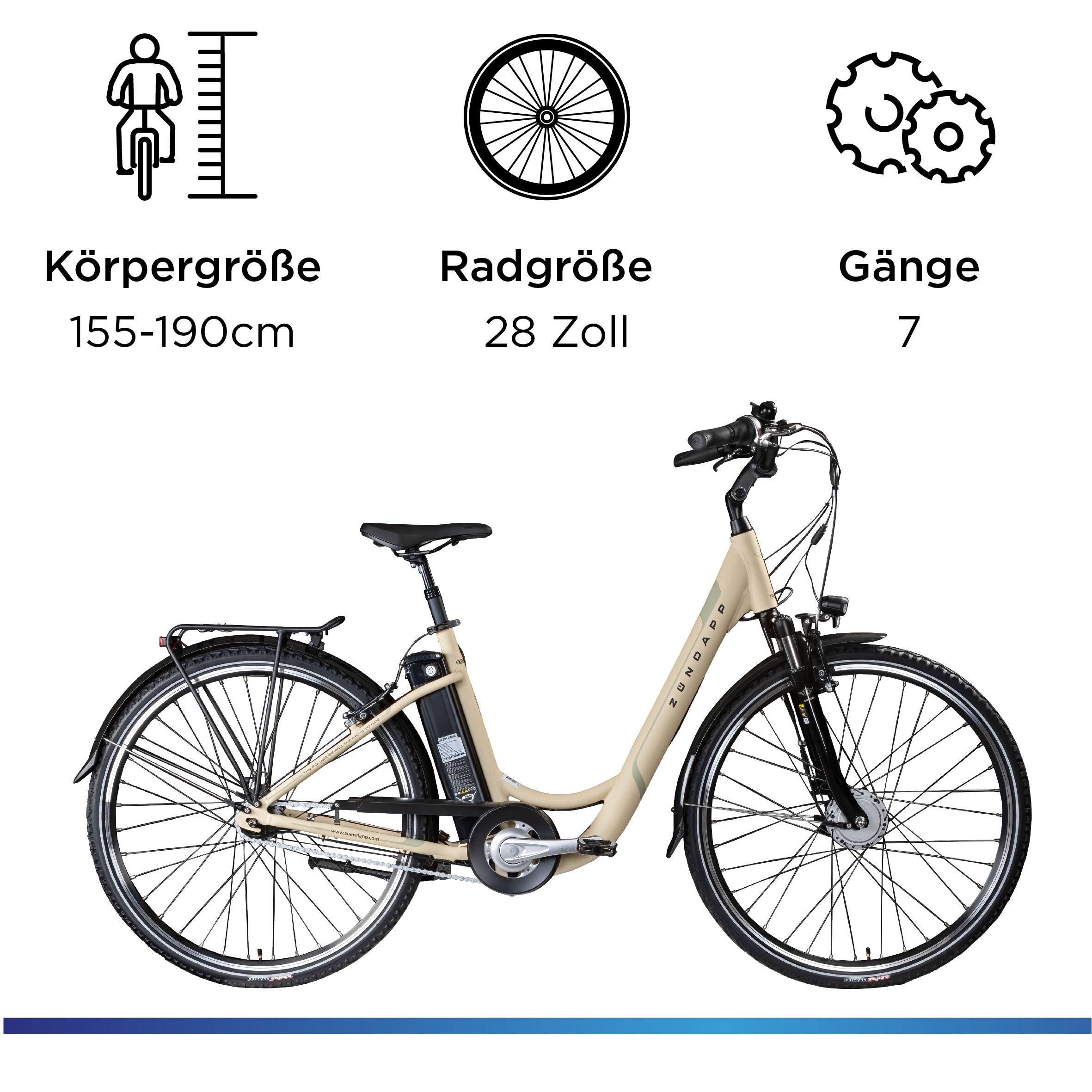 Zündapp »Z517« 7 Gang Shimano Nexus Schaltwerk Nabenschaltung Frontmotor 250 W Pedelec, Elektrofahrrad für Damen u. Herren