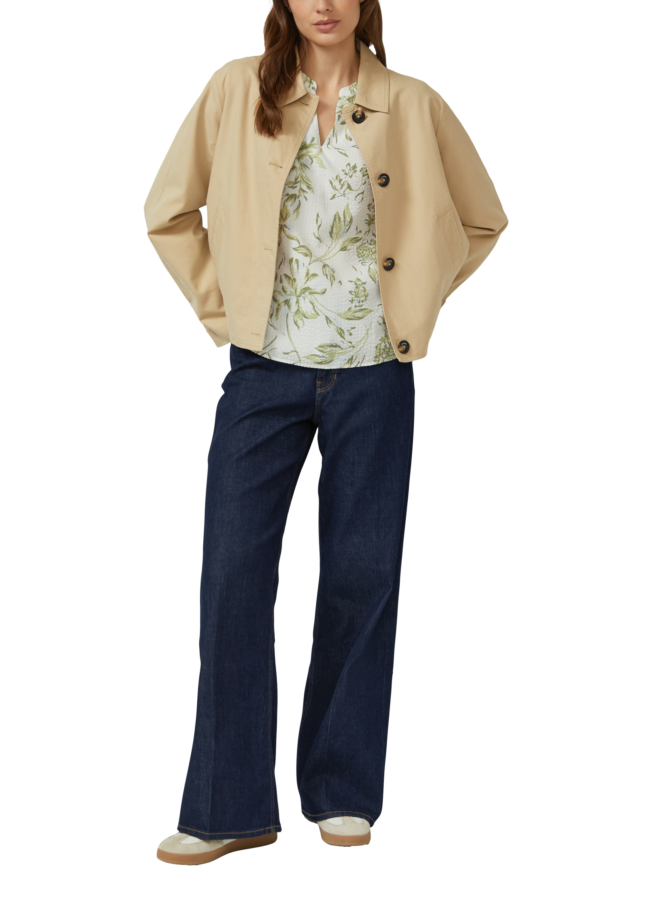 s.Oliver Druckbluse 3/4-Arm-Bluse mit Splitneck