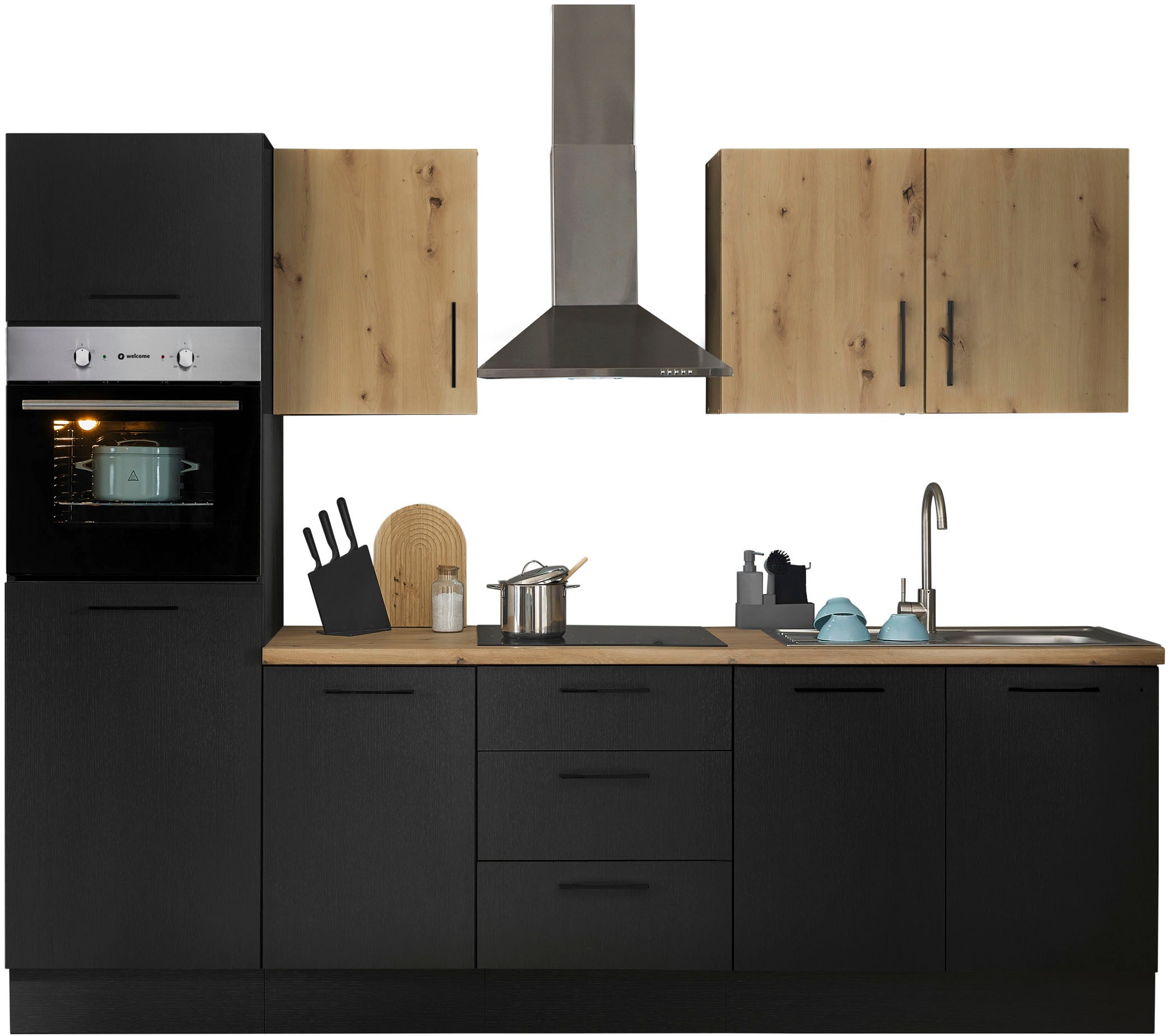 BASIC by Balculina Küchenzeile »Turin« Breite 270 cm, wahlweise mit E-Geräten