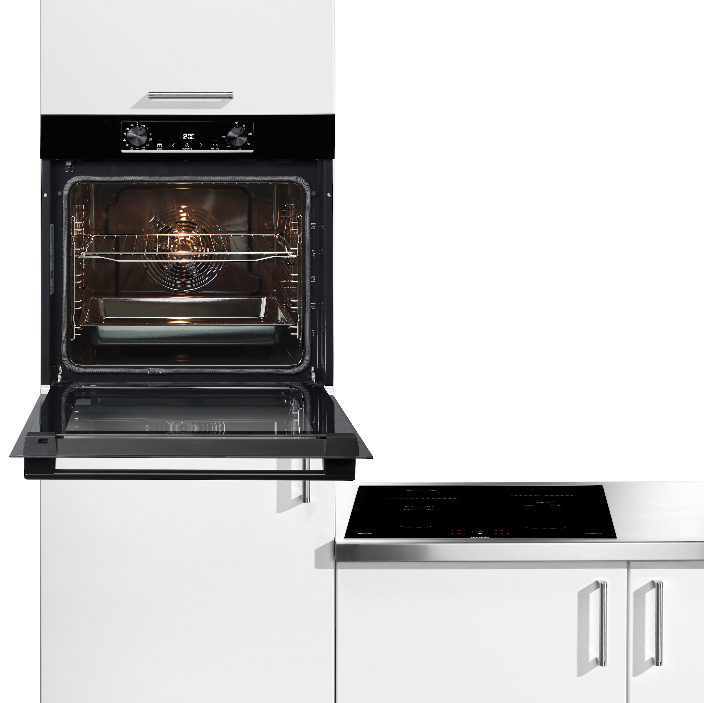 GORENJE Backofen-Set »BOP6737E02BK«, mit Teleskopauszug nachrüstbar, Pyrolyse-Selbstreinigung, (2 St.), Pyrolyse: Selbstreinigung durch hohe Hitze ohne Chemie