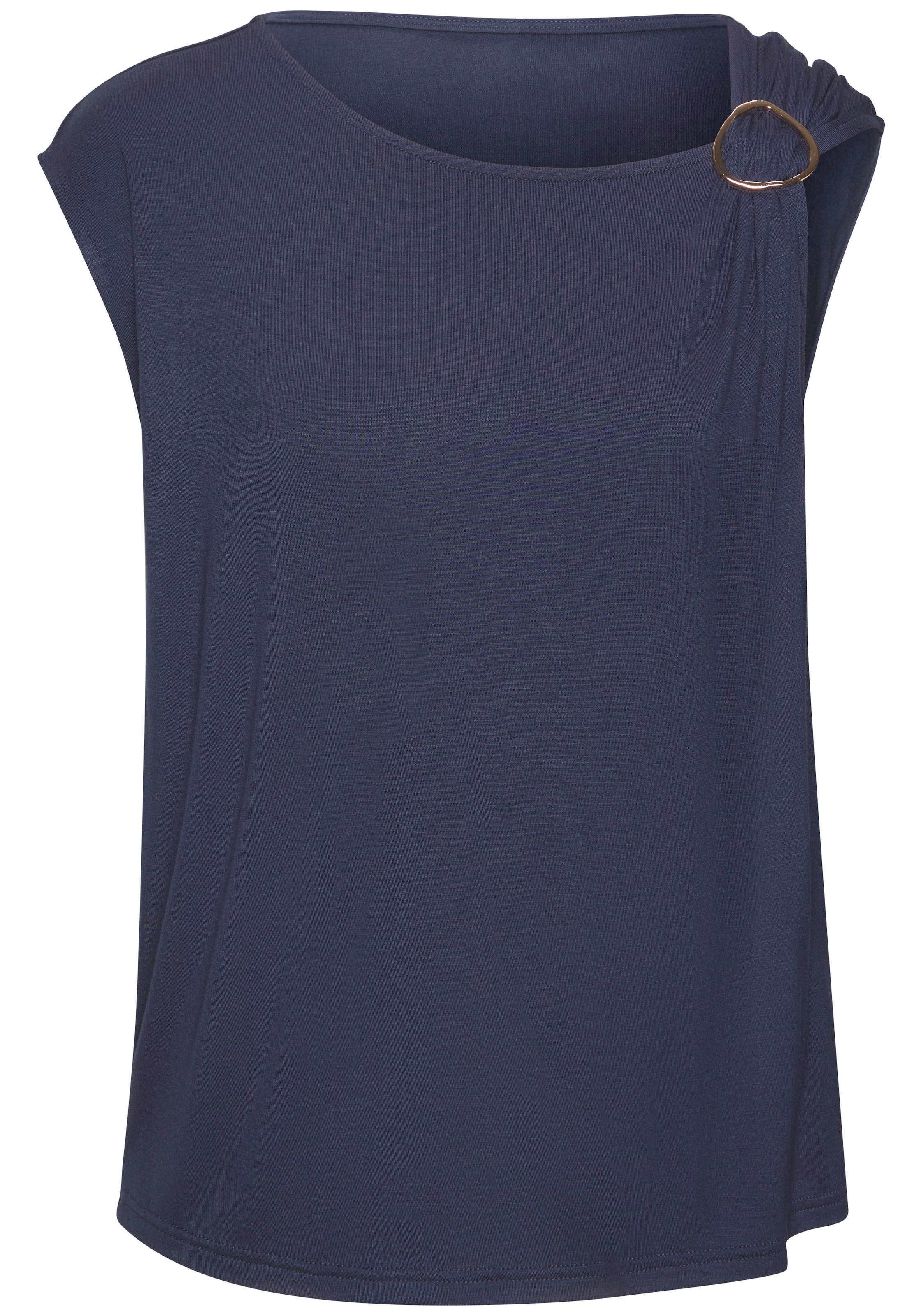 Vivance Kurzarmshirt, mit Zierschnalle, Sommertop, casual
