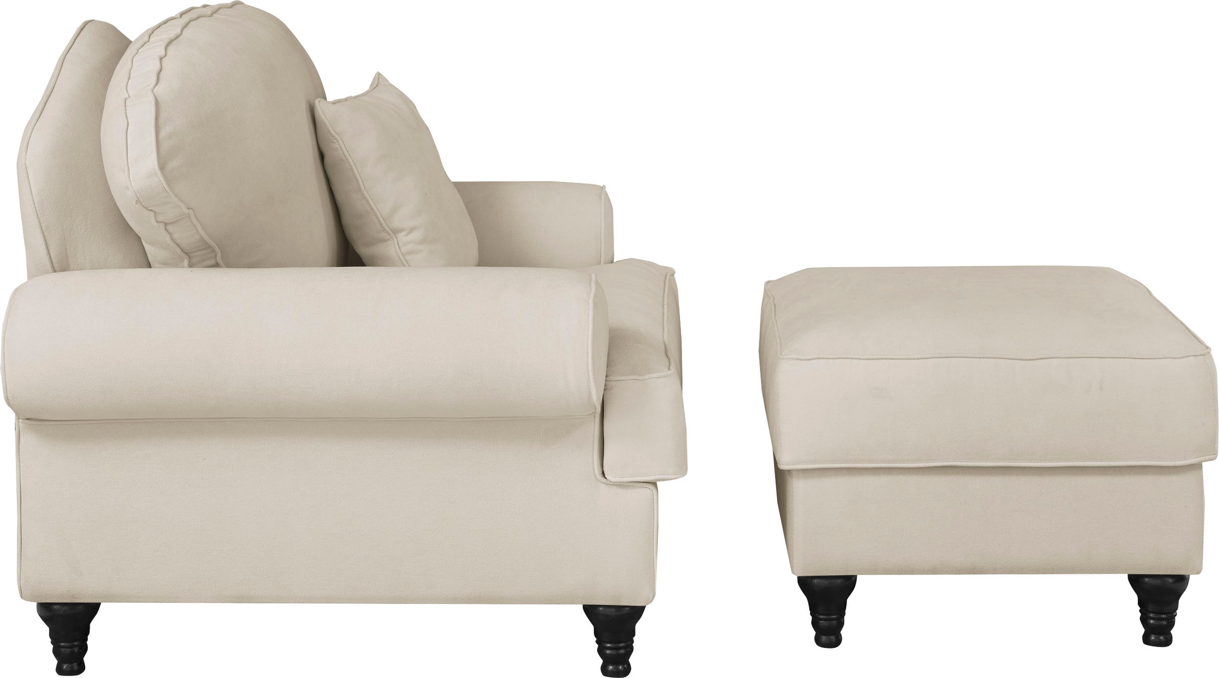 Home affaire Sessel »WESTMINSTER« Set, 1Sessel, 1 Hocker, 2 Stk. tlg. mit Federkern-Polsterung