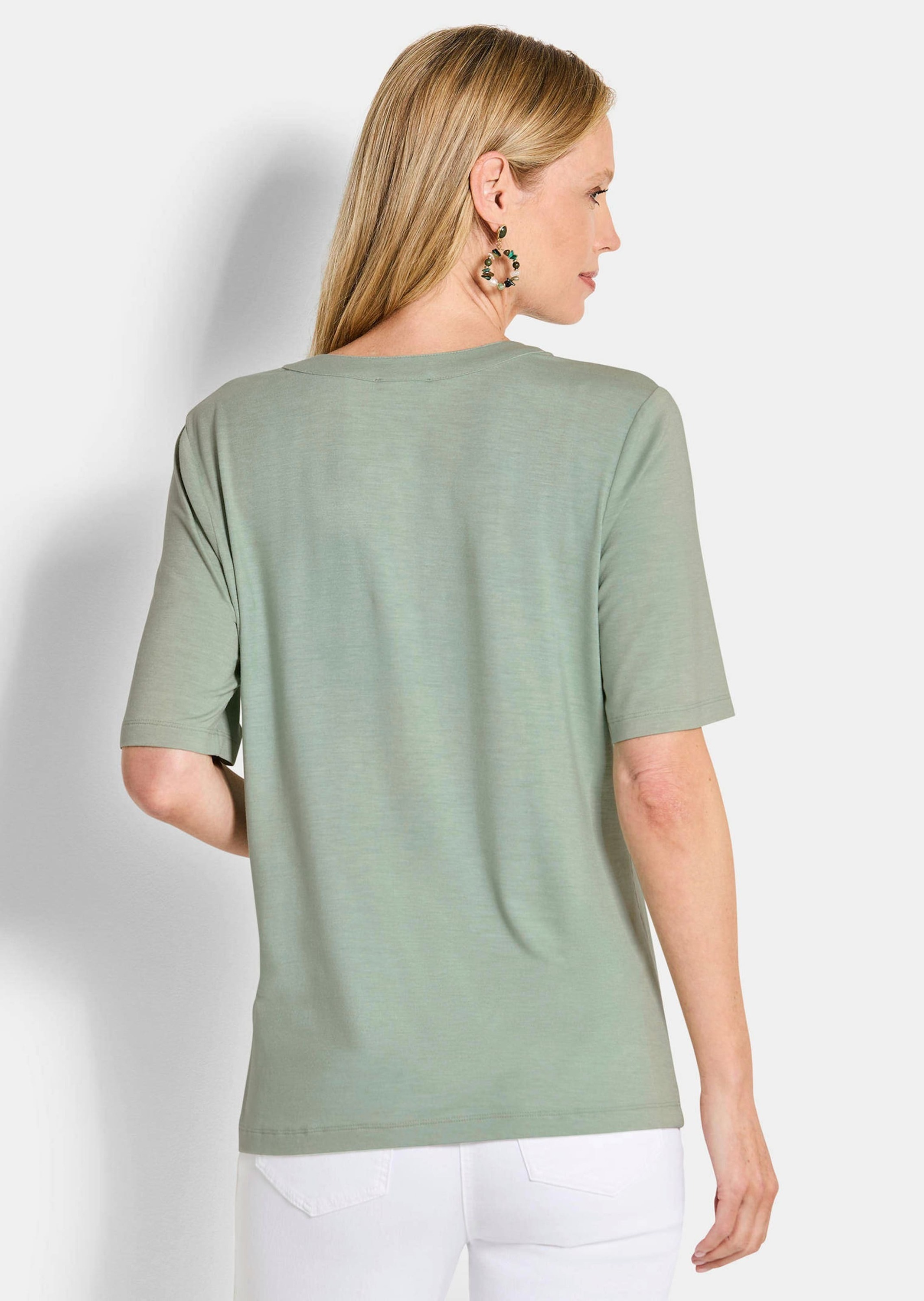 GOLDNER Kurzarmshirt »Jerseyshirt mit Blende« stretchbequemer Viskosejersey