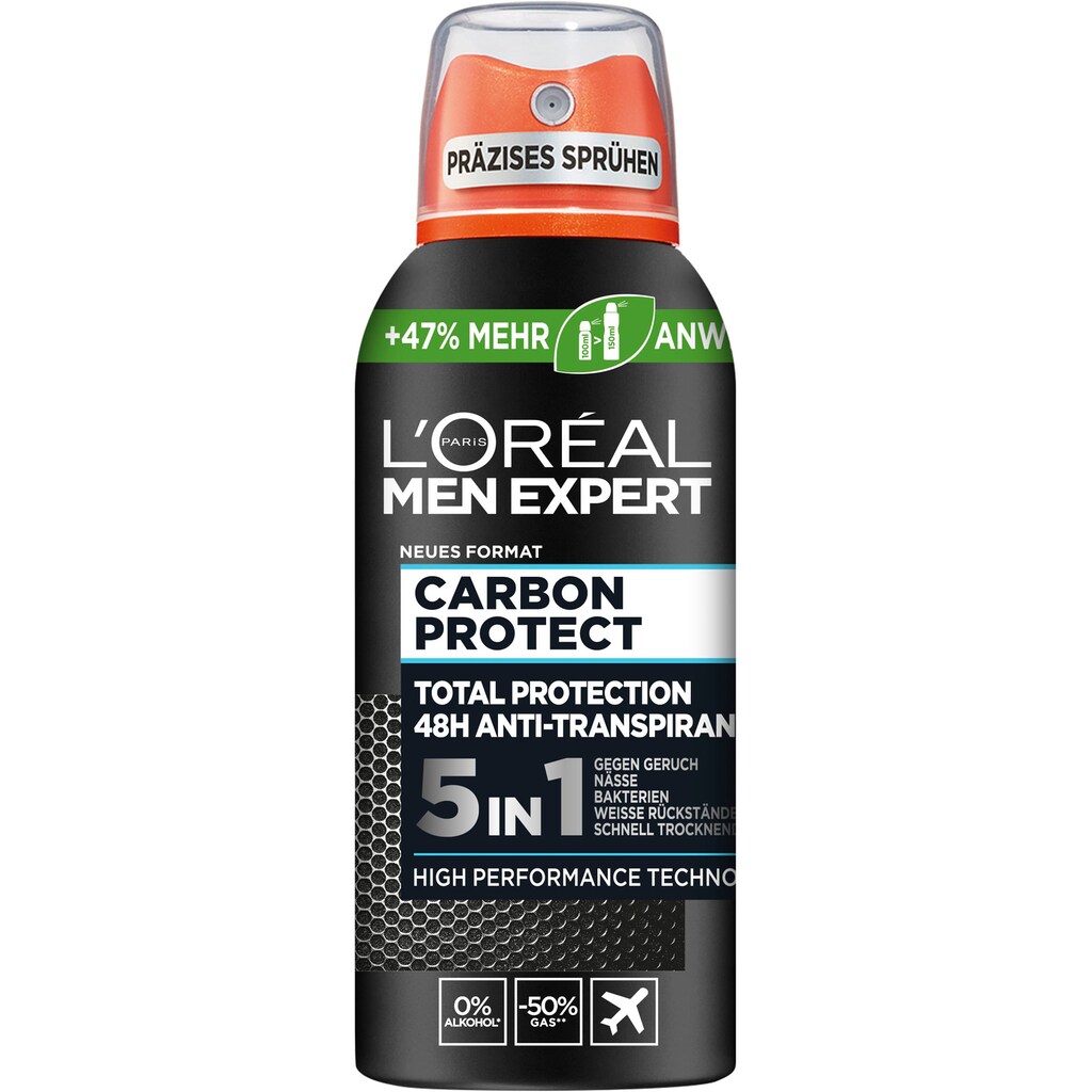 L'ORÉAL PARIS MEN EXPERT Deo-Spray »Deo Carbon Protect«, (Packung, 6 tlg.)