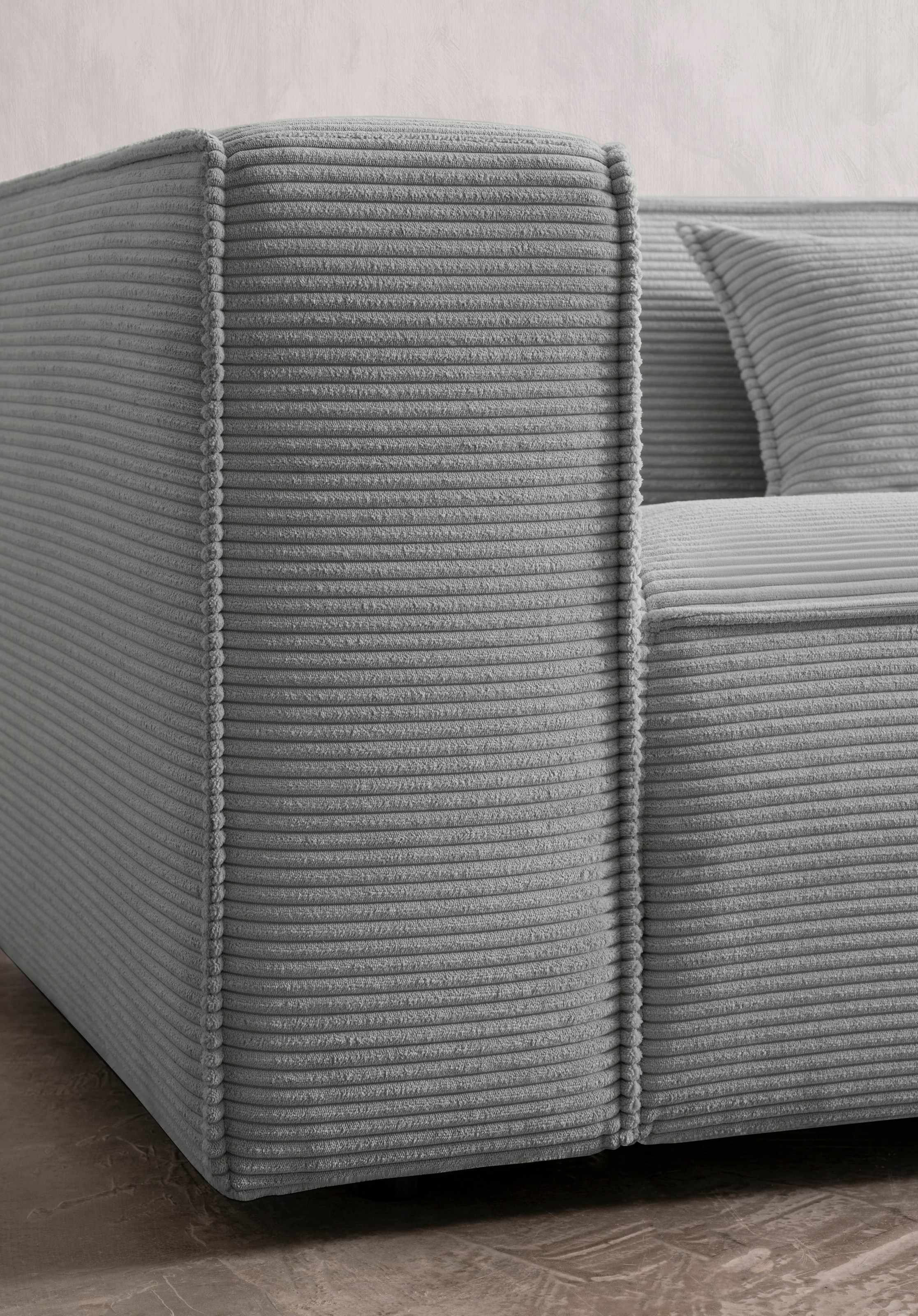 LeGer Home by Lena Gercke 3-Sitzer »PIARA, Couch mit Kedernaht, Sofa in Cord oder Leinenoptik«, schwarze Füße, bequemer Sitzkomfort