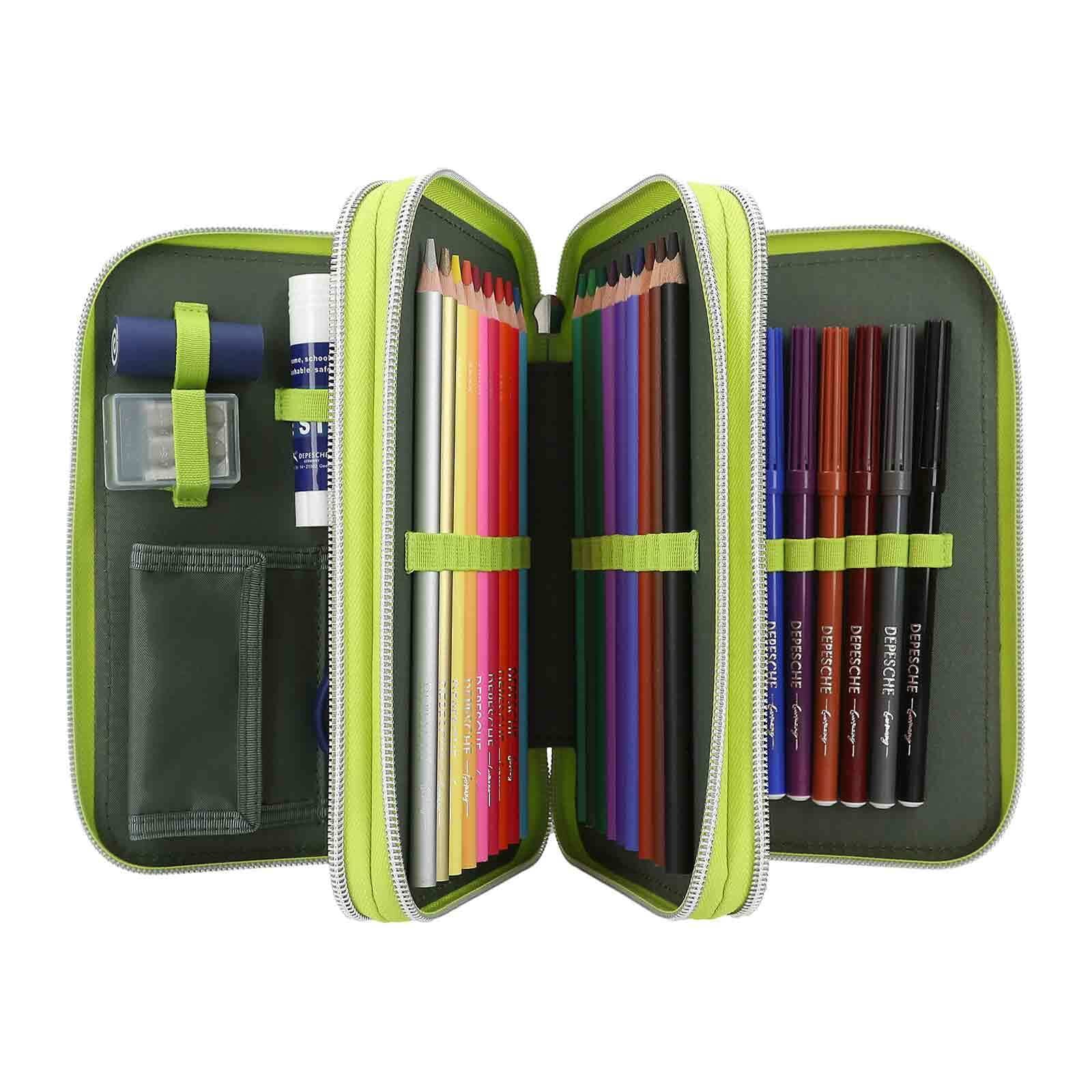 Depesche Buntstift »3-Fach Federtasche Reflector Dino World 20 x 13 cm grün«