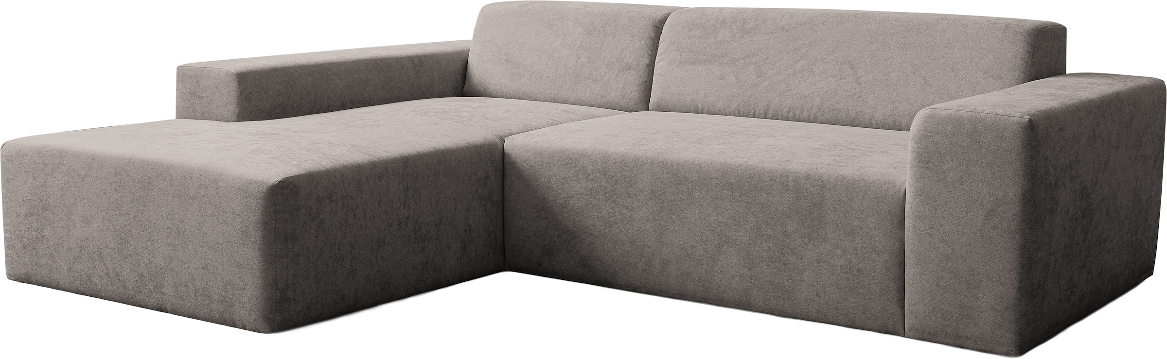 WERK2 Ecksofa »Zeus-L, 253 cm breit bequemes Cord-Sofa in, urbanes Design« Organische curvy-trend Couch mit großer Komfort-Ottomane, L-Form