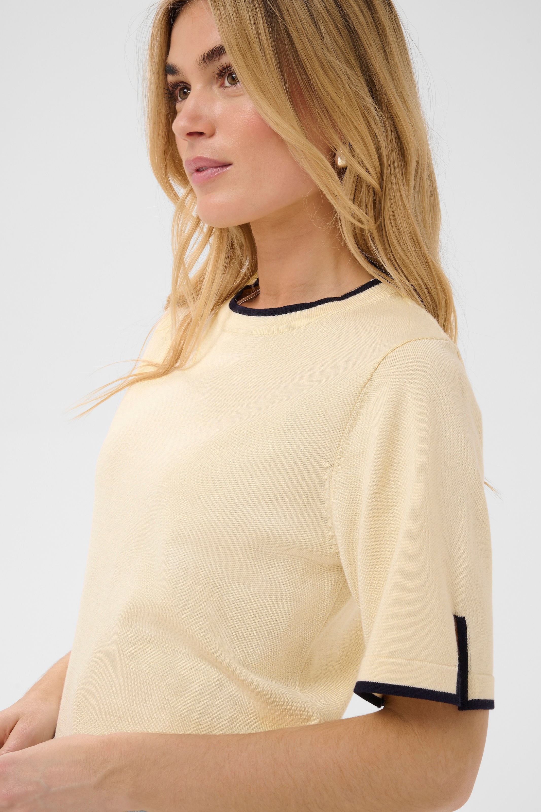Saint Tropez Strickpullover »MilaSZ Contrast Stripe SS Pullover« Viskosemischung, Regular fit