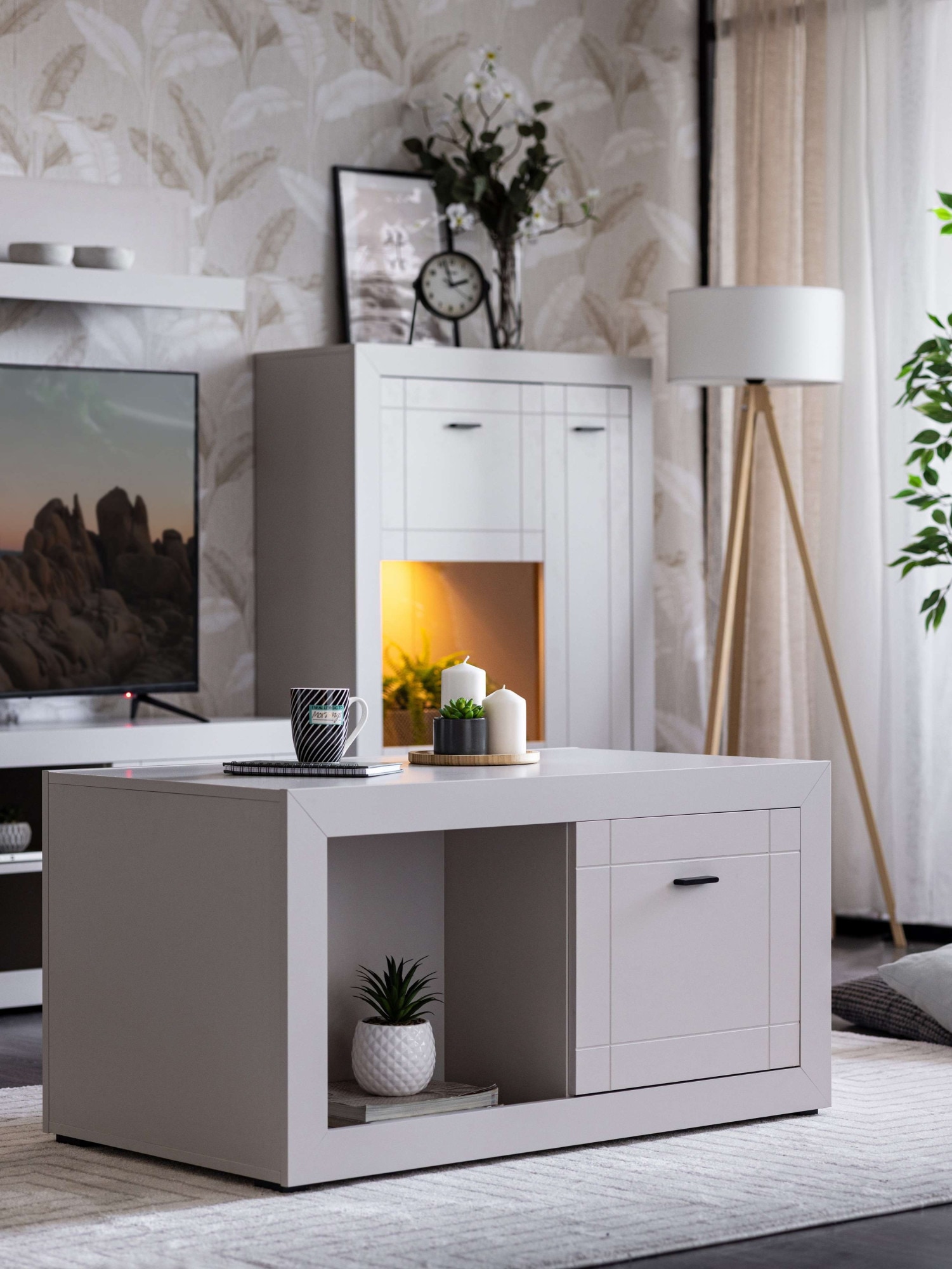 Home affaire Couchtisch »Warwick, Wohnzimmertisch, Sofatisch, Beistelltisch, Kaffeetisch« Eleganter Couchtisch in Kaschmir mit viel Stauraum, Heißfolienprägung