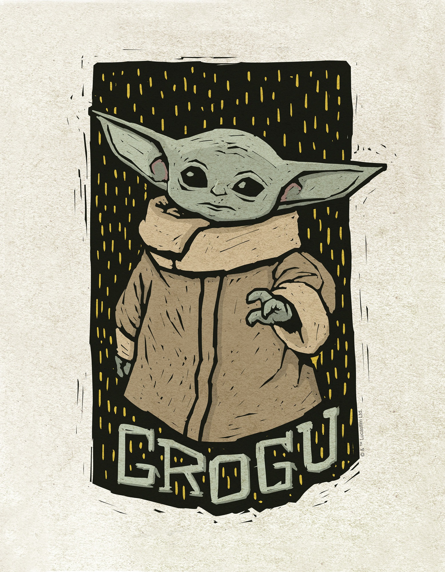 Komar Leinwandbild »Star Wars The Mandalorian Grogu Lino-Cut«, Disney, (1 St.), 30 x 40 cm (Breite x Höhe) - Kinderzimmer, Dekoration