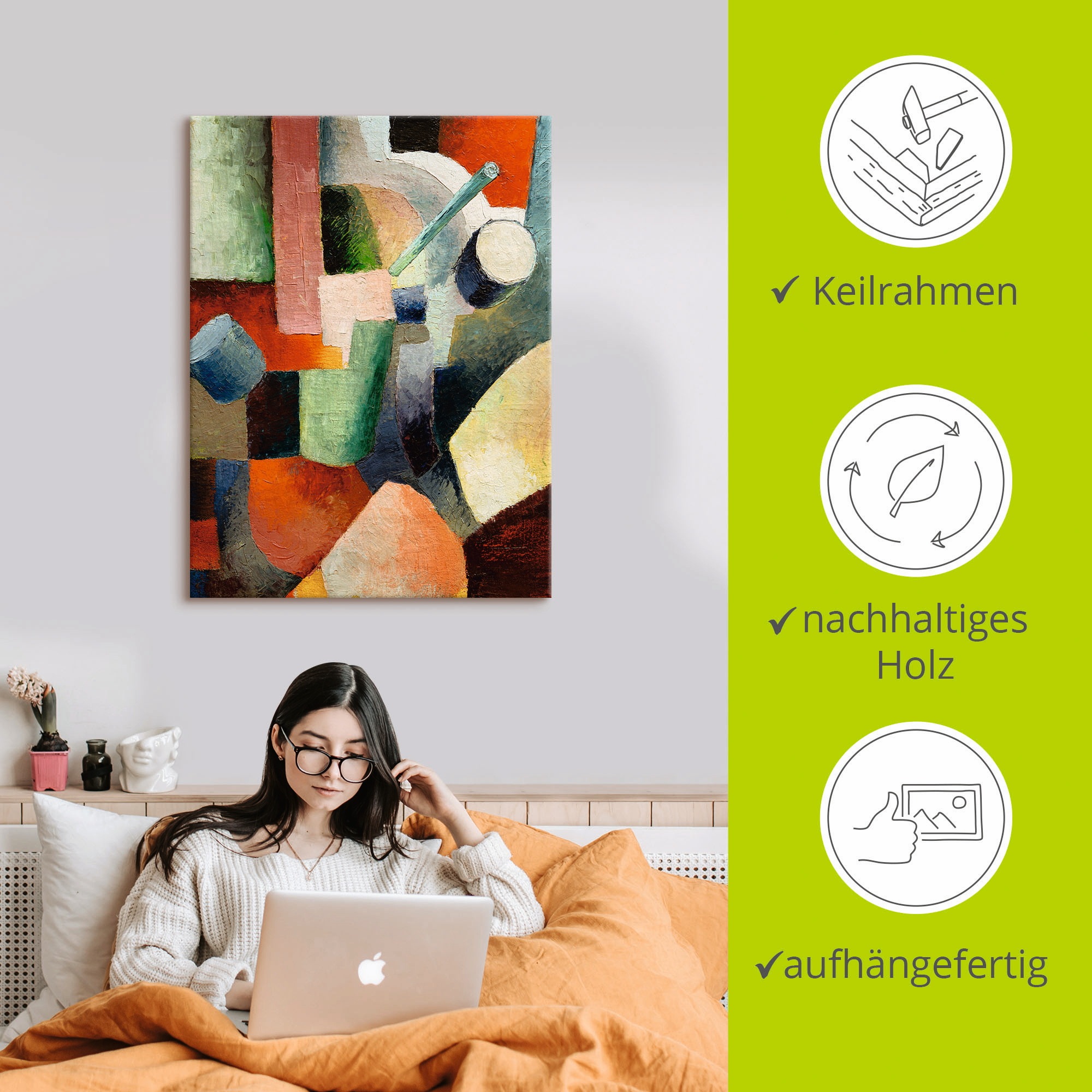 Artland Leinwandbild »Farbige Formenkomposition«, Muster, (1 St.), auf Keilrahmen gespannt