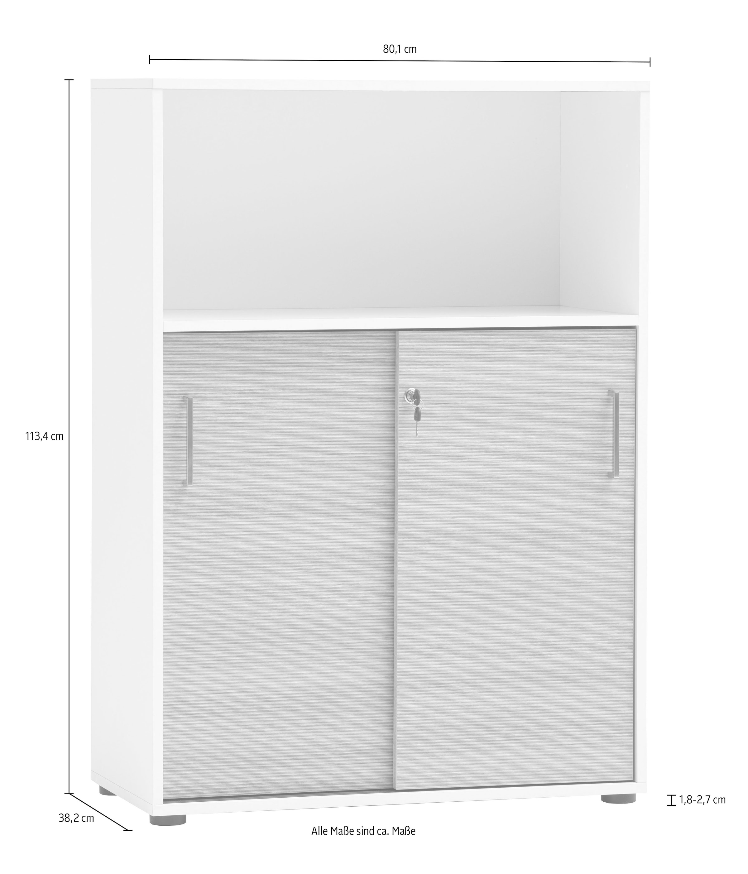 Schildmeyer Schiebetürenschrank »METZ, Aktenschrank abschließbar, Höhe 113,4 cm, MADE IN GERMANY« 1 Stk. tlg. Fronten in Canello,  MADE IN GERMANY
