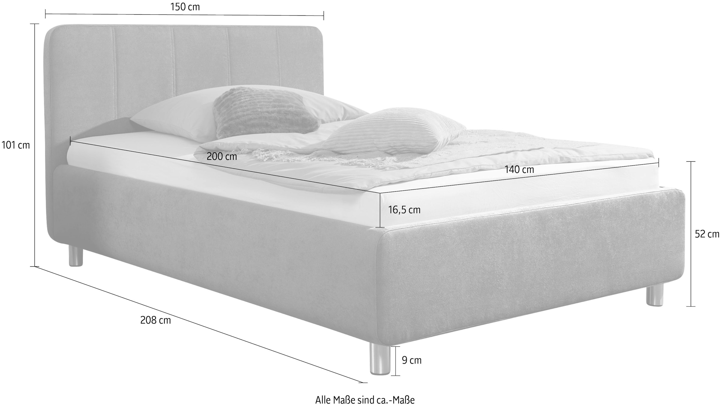 Maintal Polsterbett »Wiesenblick, in Samt &Struktur erhältlich« mit Bettkasten, wahlweise in H2,H3 oder H4
