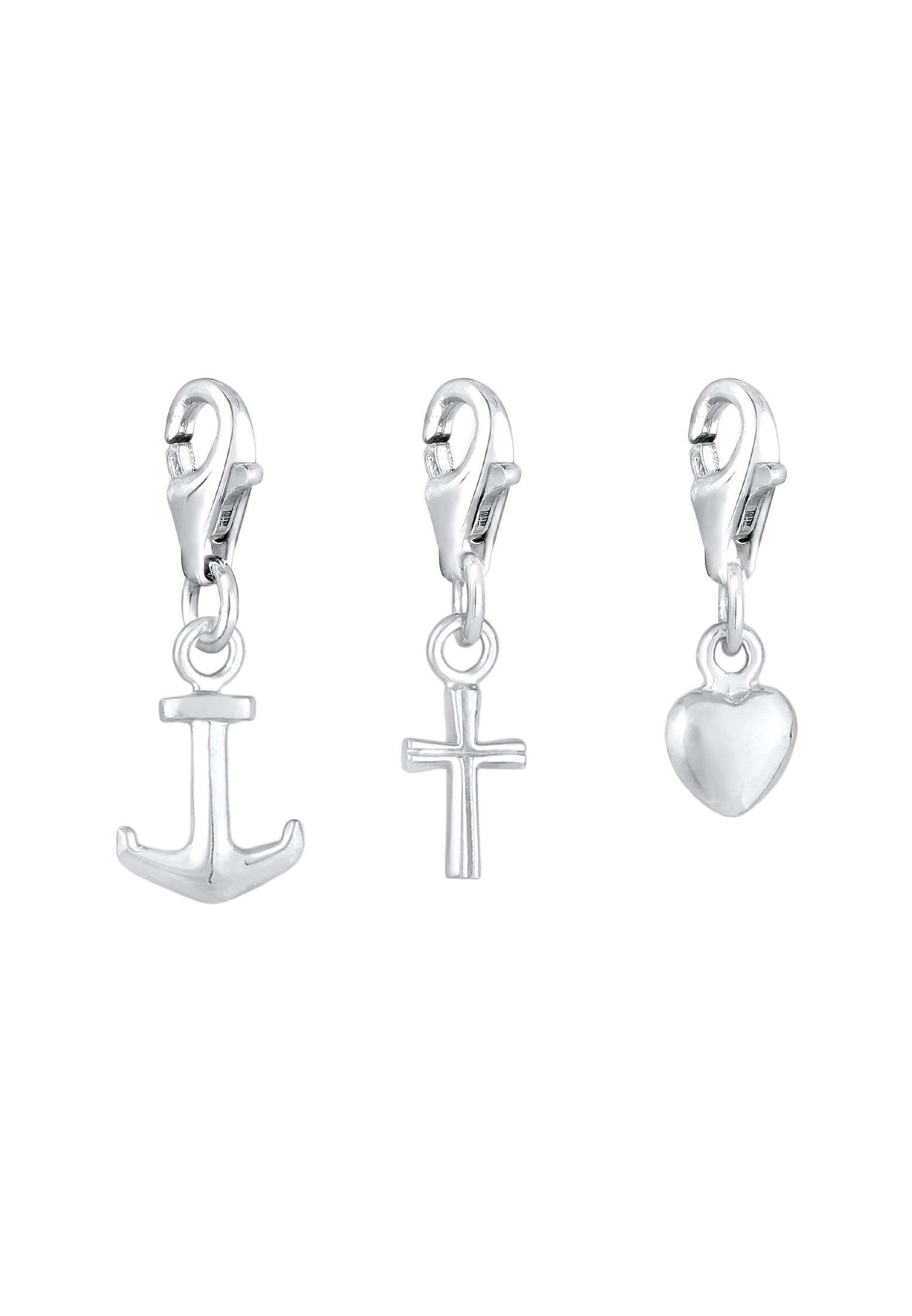 Nenalina Charm-Einhänger »Charm Kreuz Herz Anker Liebe Glaube (3 tlg) 925 Silber«