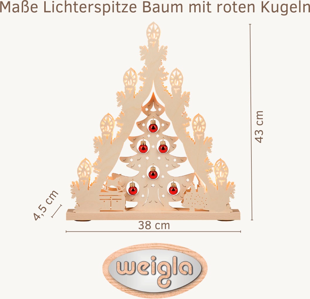 Weigla LED Lichterbogen »Weihnachtsbaum mit Kugeln«, Lichterspitze, 7-flammig