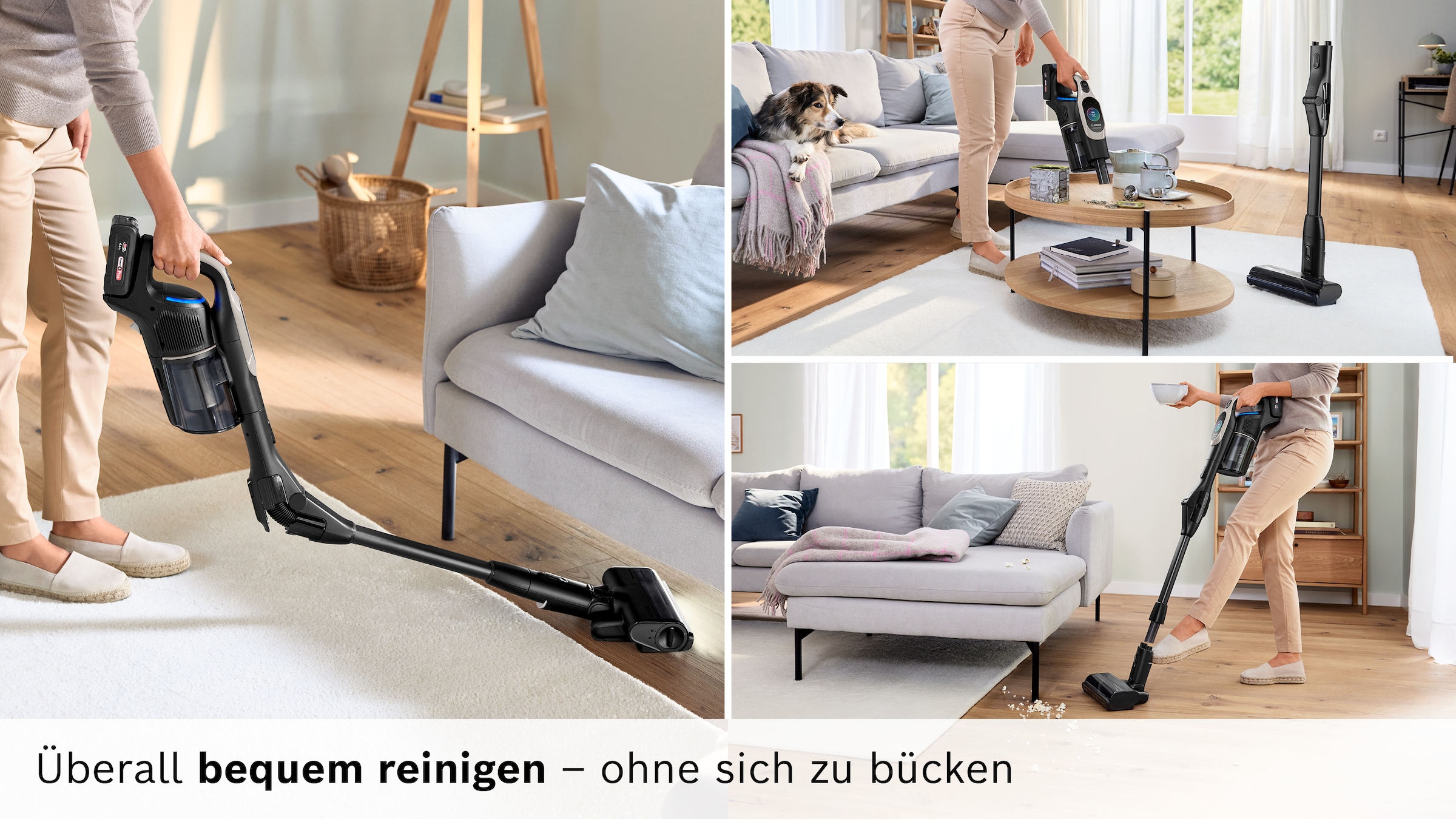 BOSCH Akku-Stielstaubsauger »BKS1042GQC« Display, Knickrohr, HEPA-Filtersystem, Schnellladegerät, 2 Akkus, grau