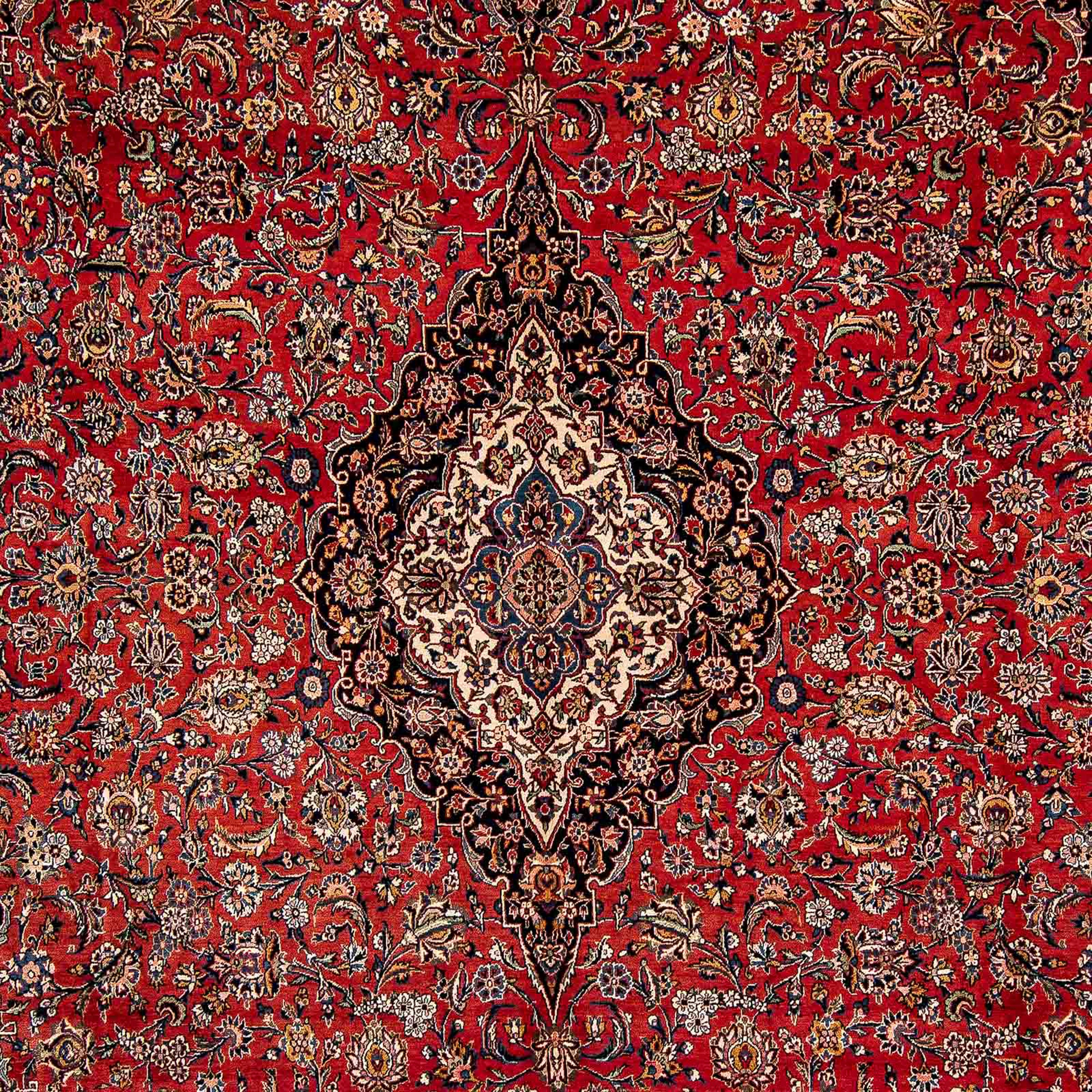 morgenland Orientteppich »Perser - Keshan - 445 x 330 cm - rot«, rechteckig, Wohnzimmer, Handgeknüpft, Einzelstück mit Zertifikat