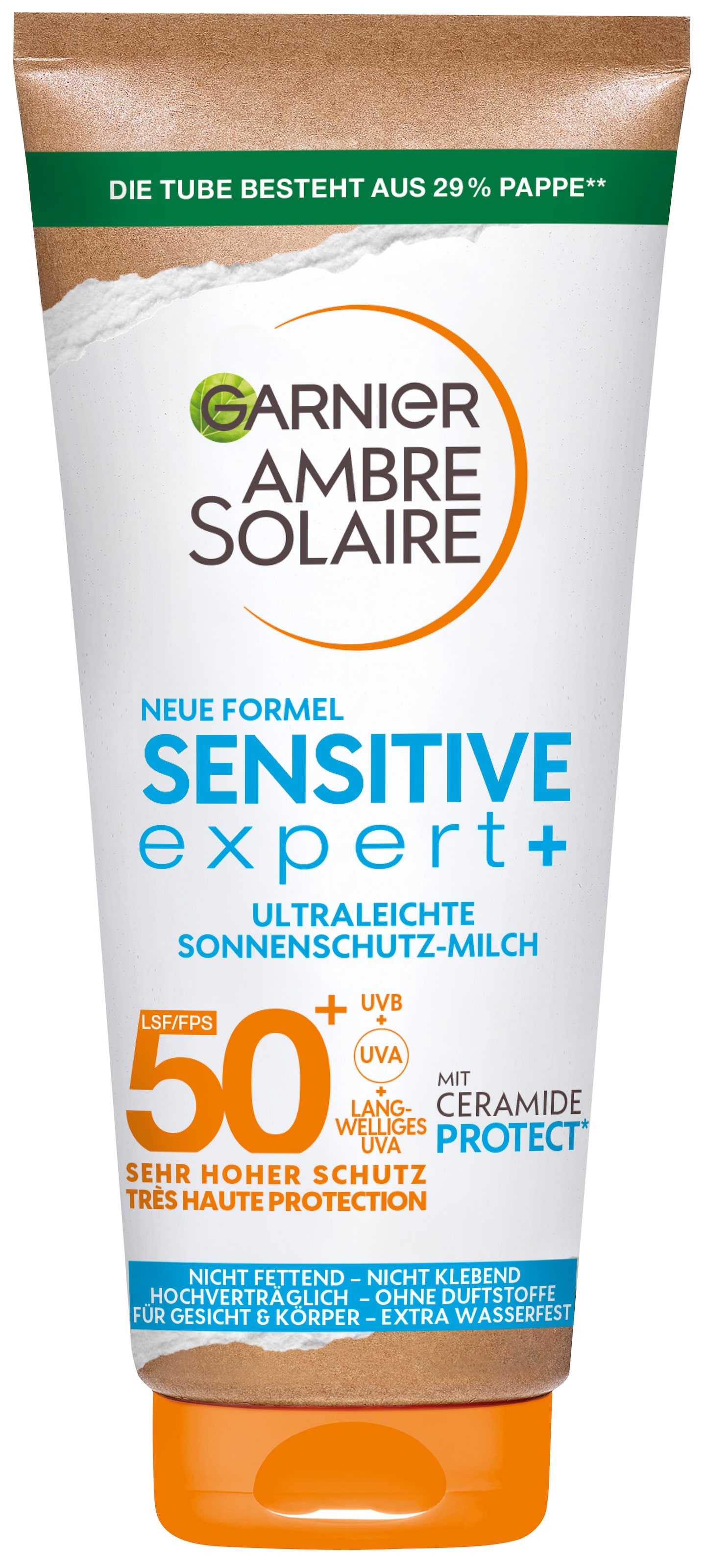GARNIER Sonnenschutzmilch »AMBRE SOLAIRE SENSITVE EXPERT+ LSF50+« schützt, zieht schnell ein, keine Rückstände