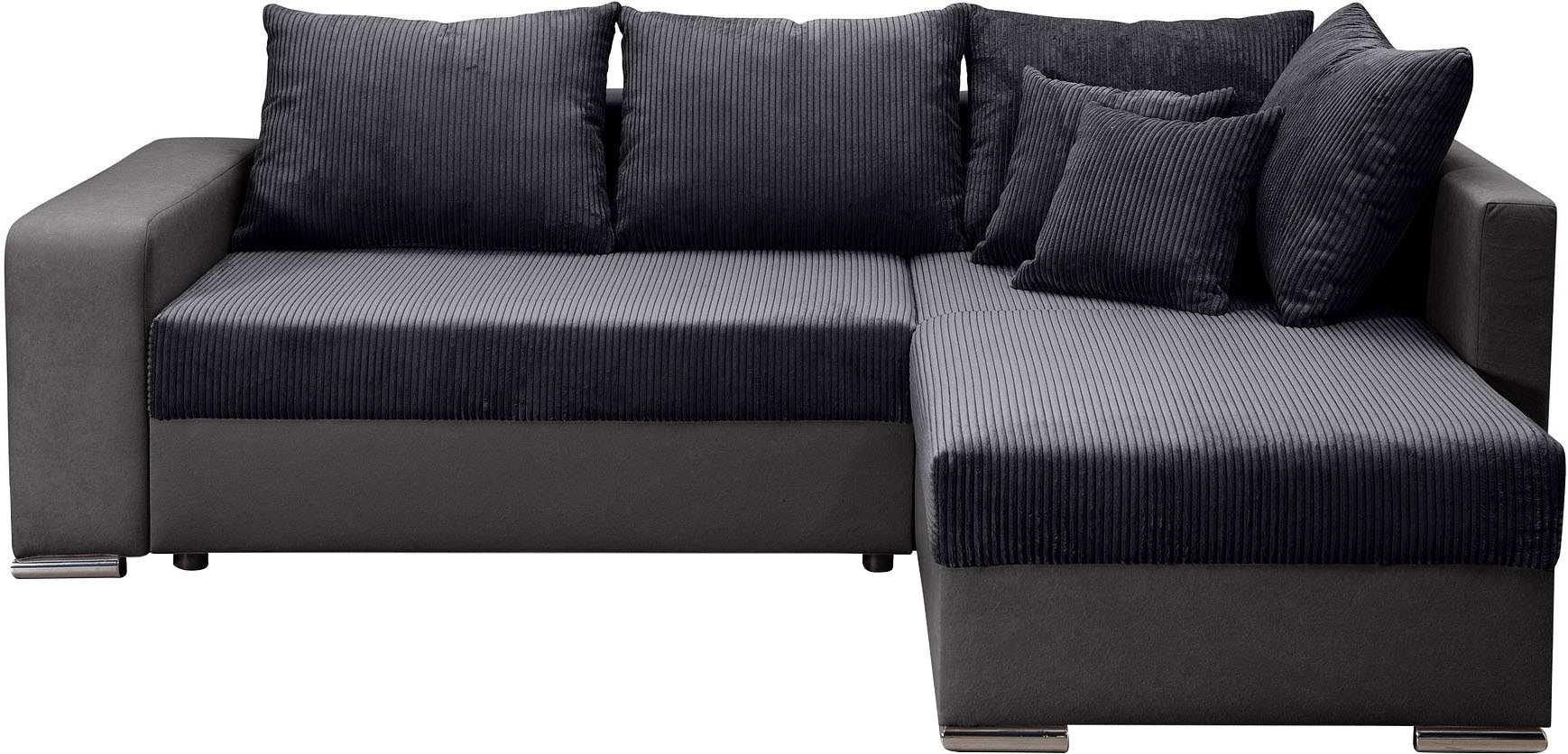 COLLECTION AB Ecksofa »John L-Form, B: 226 cm« Bettfunktion, Bettkasten, Regalelement & 2 Zierkissen