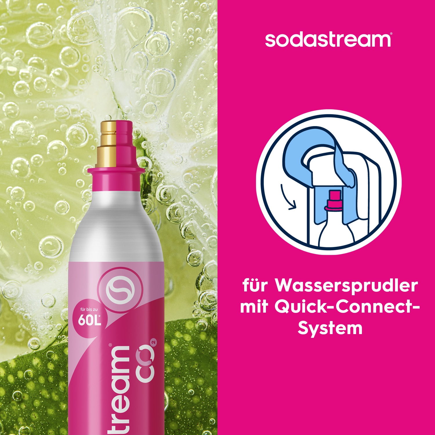 SodaStream CO₂-Zylinder »Reservezylinder QC 60l SodaStream« Quick Connect System, kompatibel mit Quick Connect Wassersprudlern