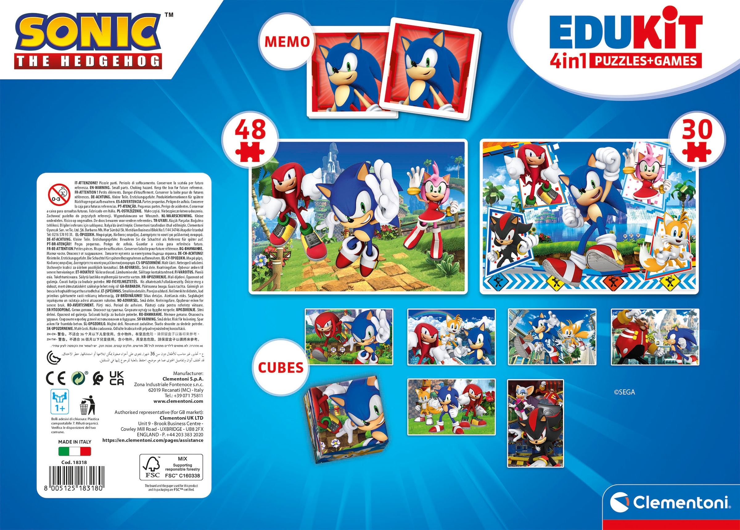 Clementoni® Puzzle »Edukit, 4n1, Sonic«, Made in Europe