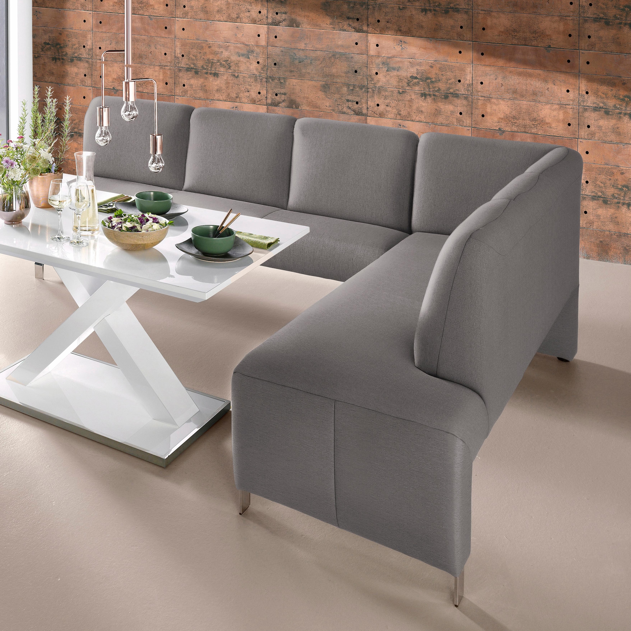 exxpo - sofa fashion Eckbank »Intenso, modern,  263/198 cm (B/T)« hohe Bodenfreiheit, frei im Raum stellbar, hoher Sitzkomfort