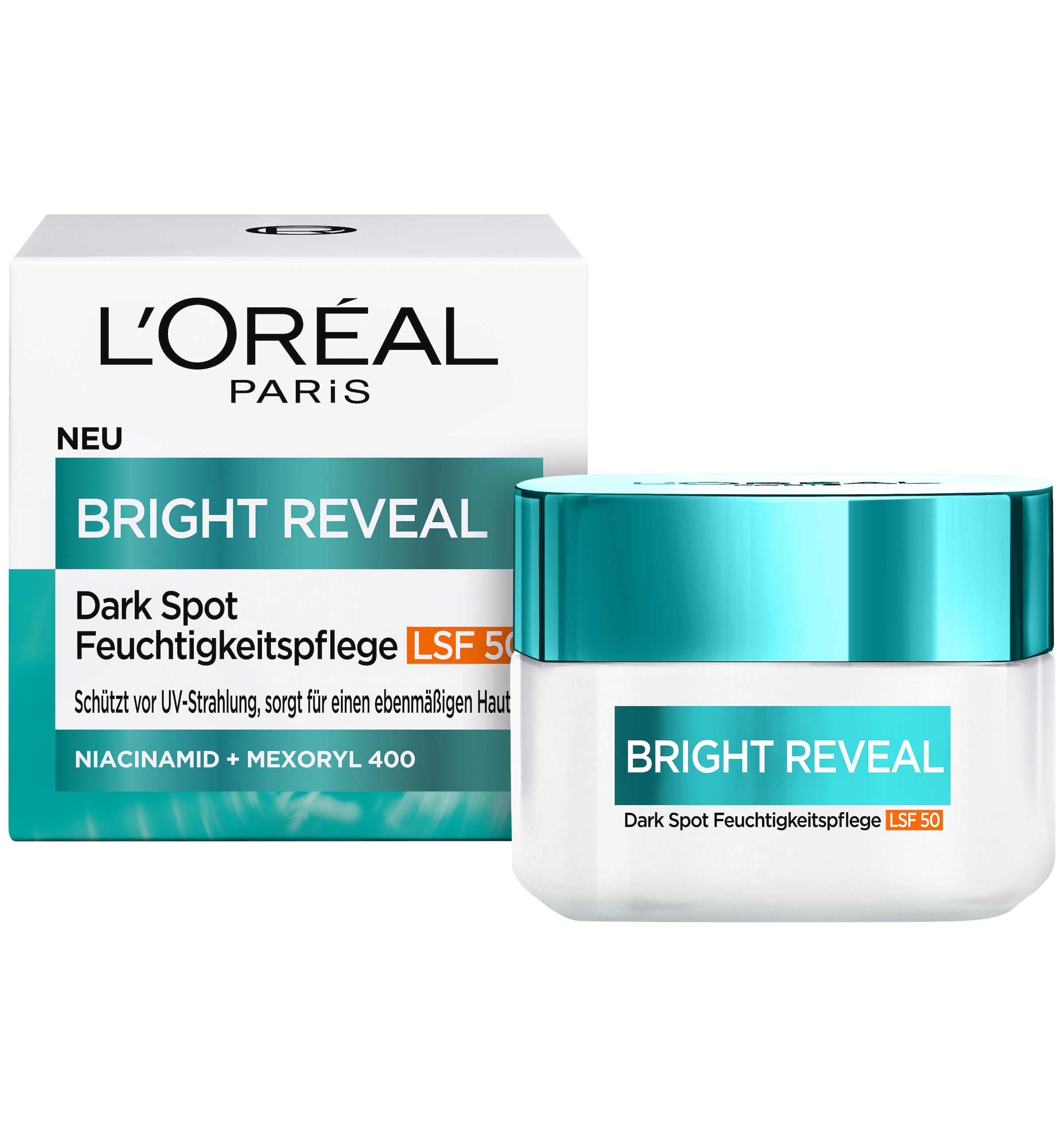 L'ORÉAL PARIS Gesichtsfluid »BRIGHT REVEAL DARK SPOT FEUCHTIGKEITSPFLEGE LSF 50« angereichert mit Vitamin C und Vitamin E