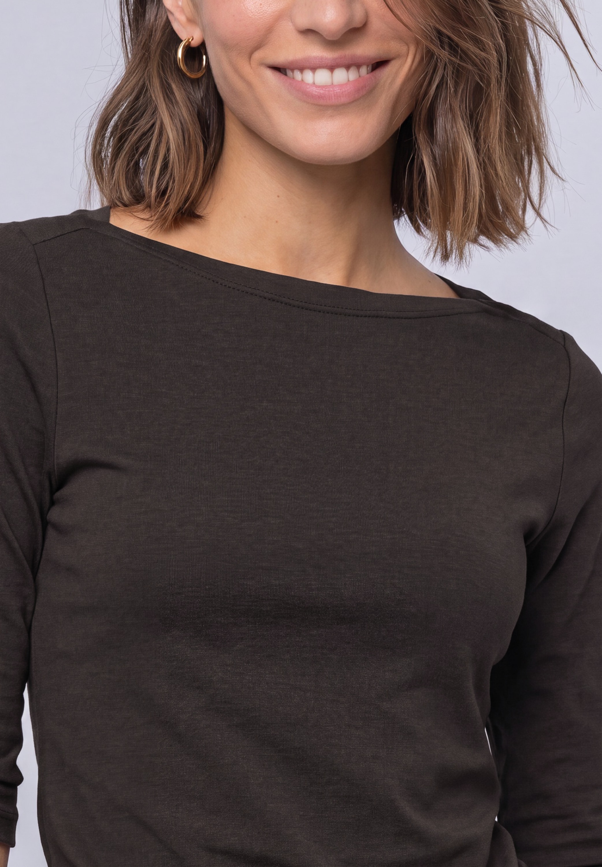 STREET ONE Langarmshirt mit U-Boot-Ausschnitt und Modal