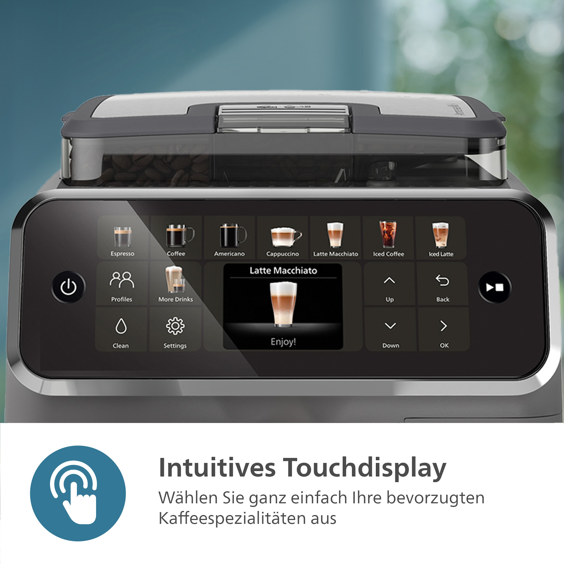 Philips Kaffeevollautomat »EP5547/90 5500 Series, 20 Kaffeespezialitäten (heiß oder eisgekühlt)«, LatteGo-Milchsystem, SilentBrew Technologie