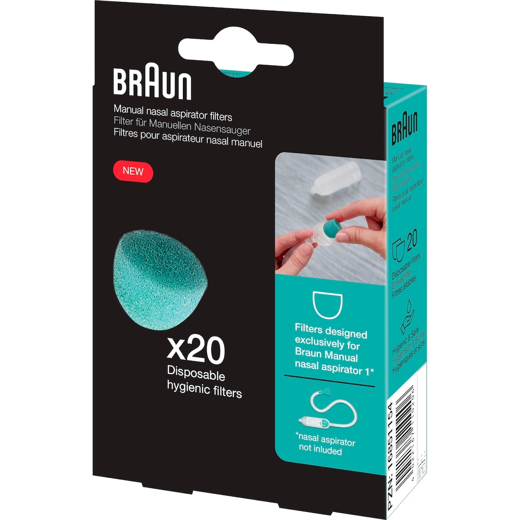 Braun Nasensauger-Ersatzteile »20 Ersatzfilter BNF020EU«, (20 tlg.), für manuellen Nasensauger BNA050EU
