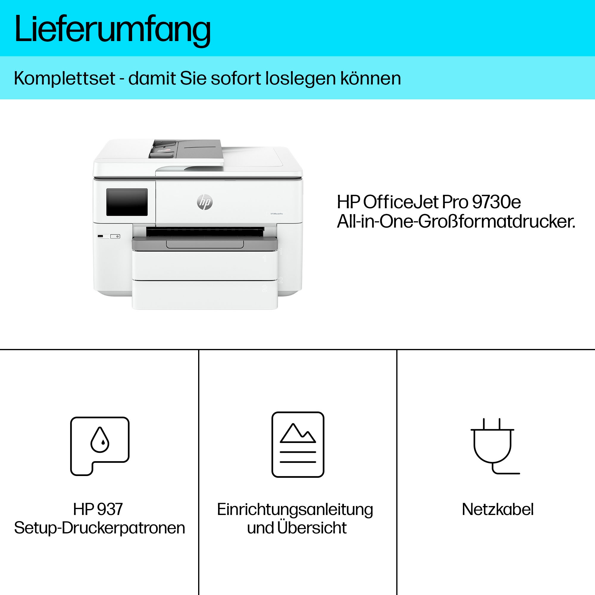 HP Multifunktionsdrucker »OfficeJet Pro 9730e A3 Großformatdrucker« 3 Monate gratis* drucken mit Instant Ink
