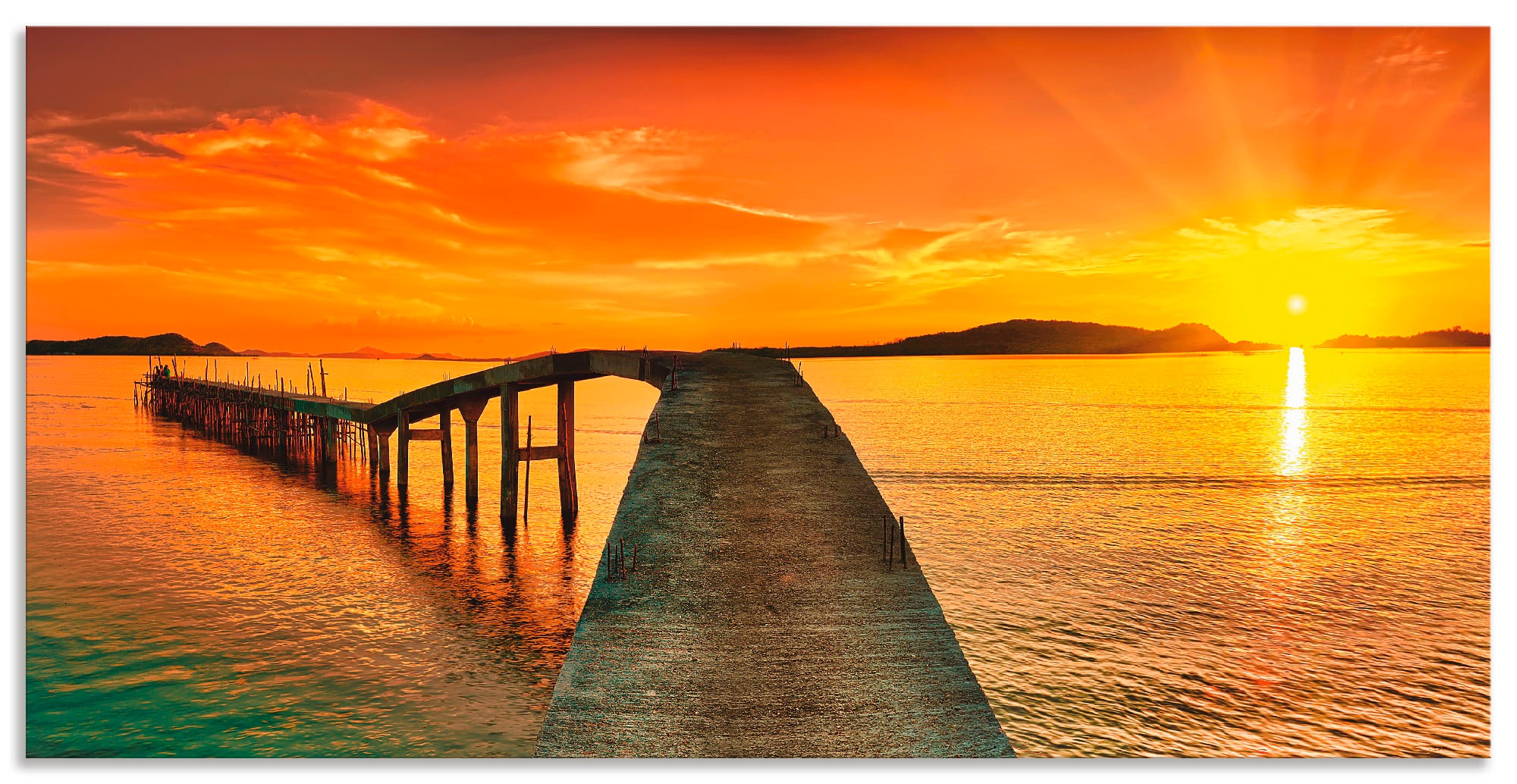 Artland Wandbild »Sonnenaufgang über dem Meer«, Gewässer, (1 St.), in vielen Größen & Produktarten - Alubild / Outdoorbild für den Außenbereich, Leinwandbild, Poster, Wandaufkleber / Wandtattoo auch für Badezimmer geeignet