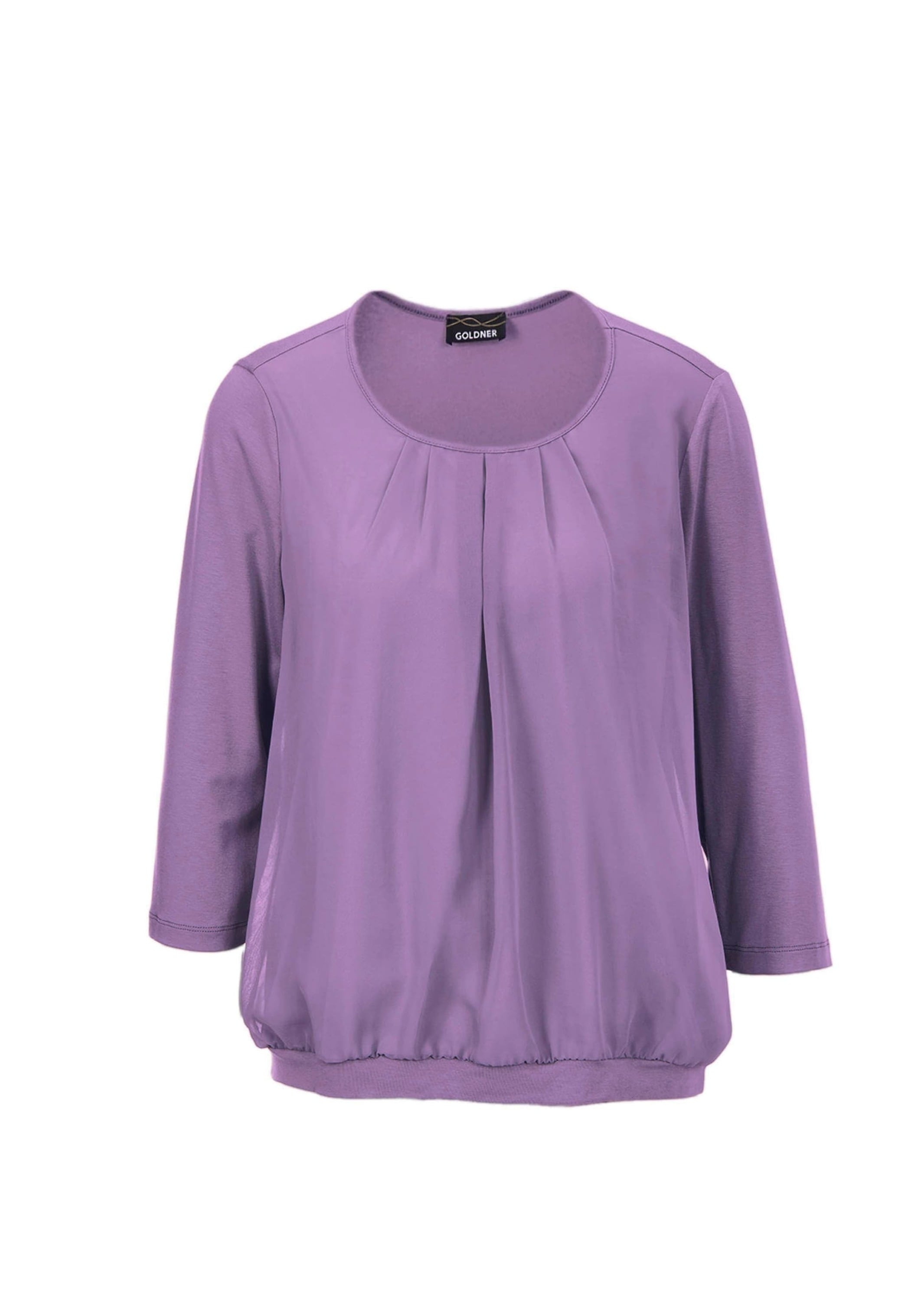 GOLDNER Kurzarmbluse »Chiffon-Shirt mit 3/4-Arm, Rundhals«