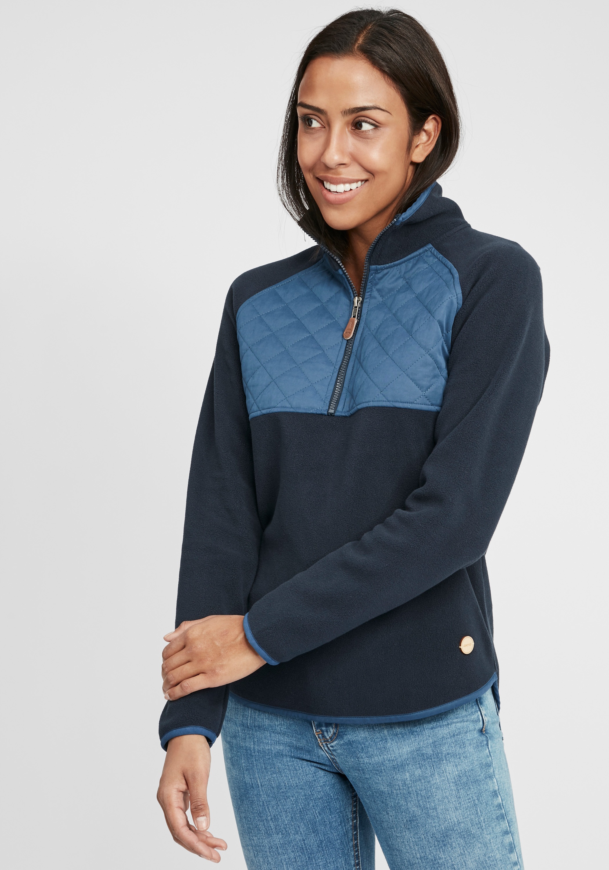 OXMO Kapuzensweatjacke »Malita«, Fleece Übergangsjacke mit Stepp-Detail