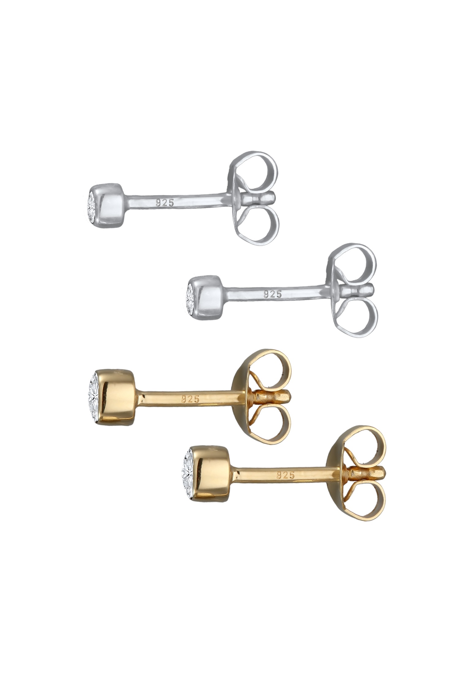 Elli Ohrstecker-Set »Ohrringe Ohrstecker Set Glas Kristallen Weiß 925 Sterling Silber«