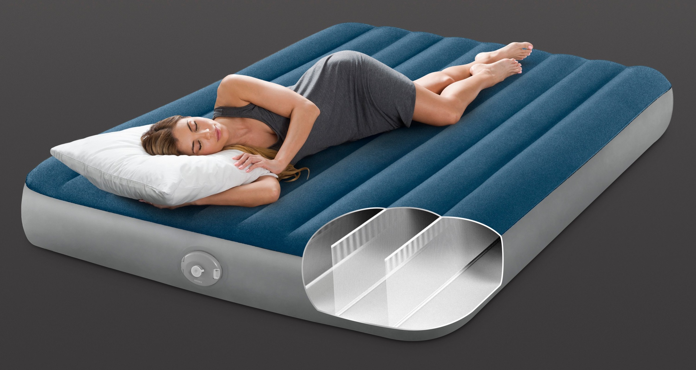Intex Luftbett »Dura Beam Prestige Downy Queen mit wiederaufladbarer Luftpumpe«