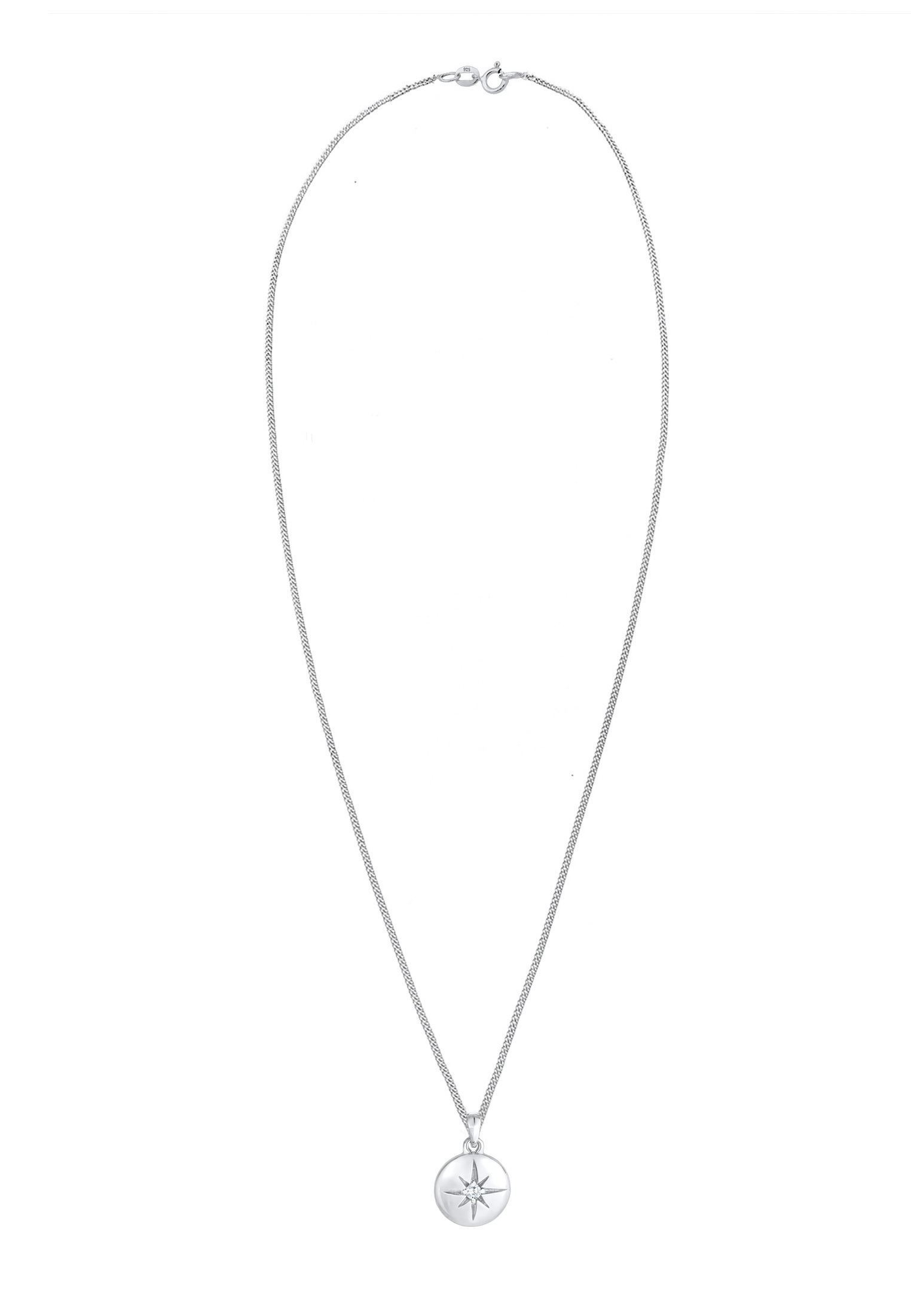 Elli Kette mit Anhänger »Halskette Stern Plättchen Disc Zirkonia 925 Silber«