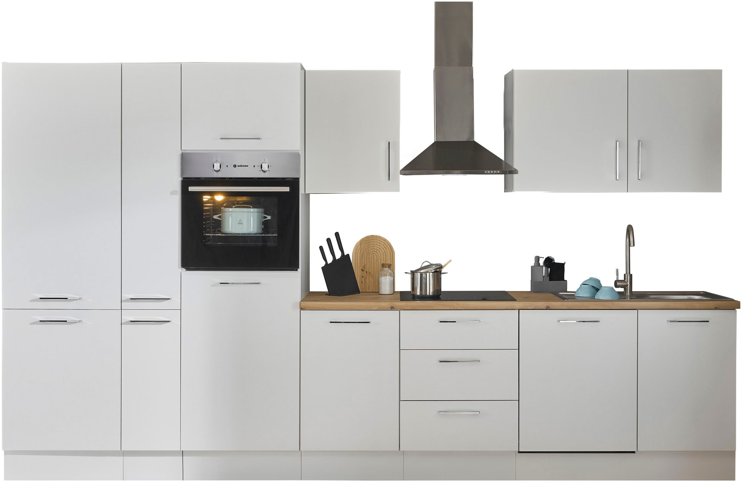 BASIC by Balculina Küchenzeile »Turin« Breite 370 cm, wahlweise mit E-Geräten