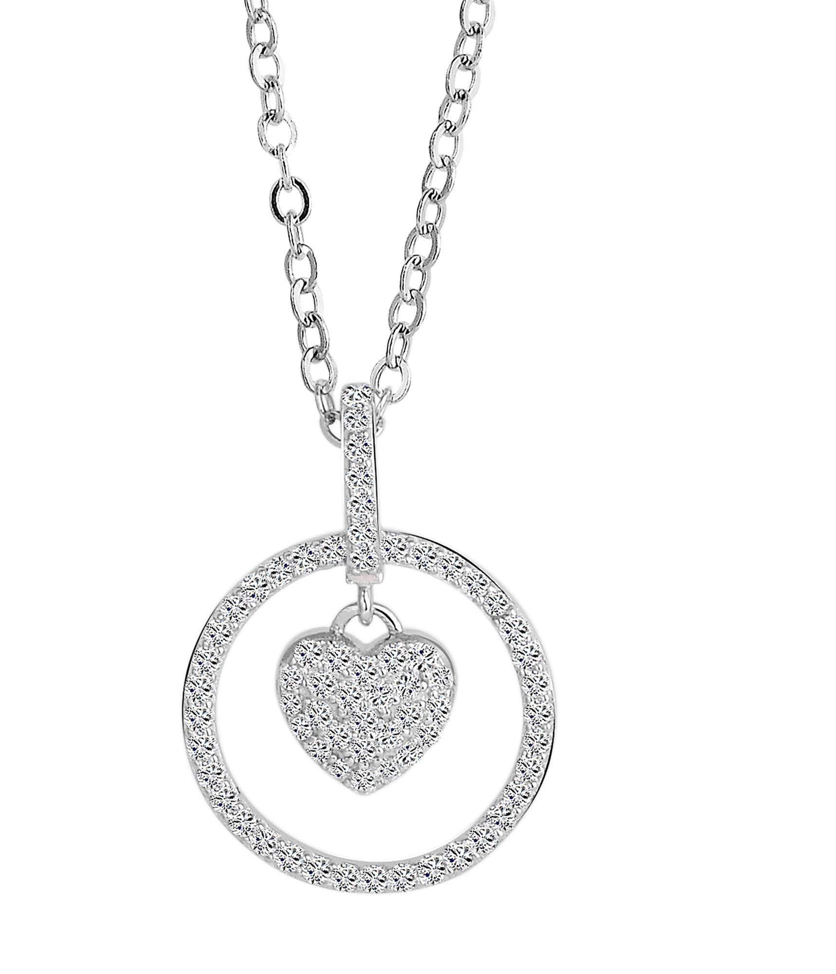 Adelia´s Gliederkette »Damen Halskette ¿ Herz aus 925 Silber mit Zirkonia 45 cm«
