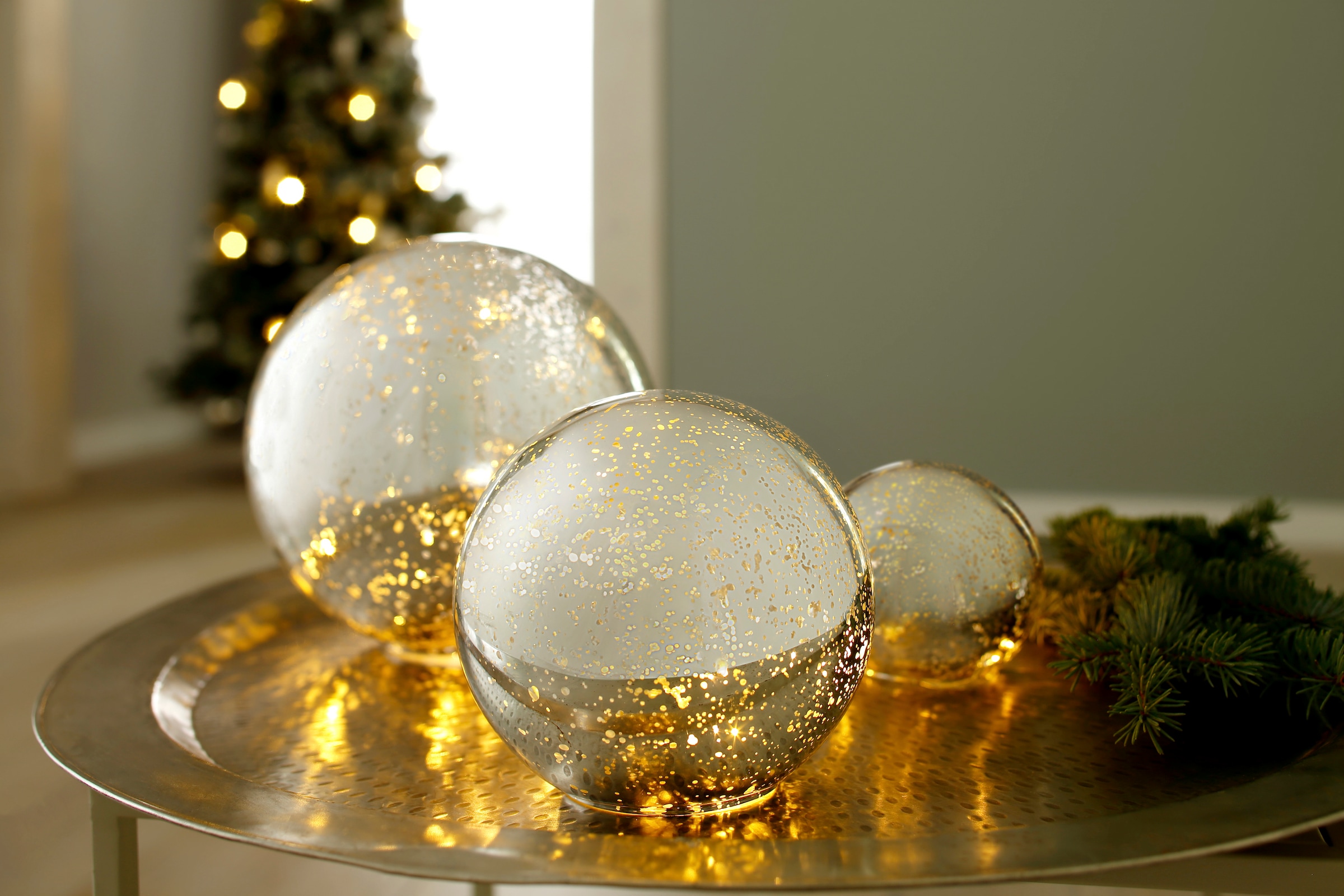 Home affaire Dekokugel »Balls mit LED Beleuchtung«, im 3-teiligen Set, bestehend aus Ø 10, 15, 20 cm